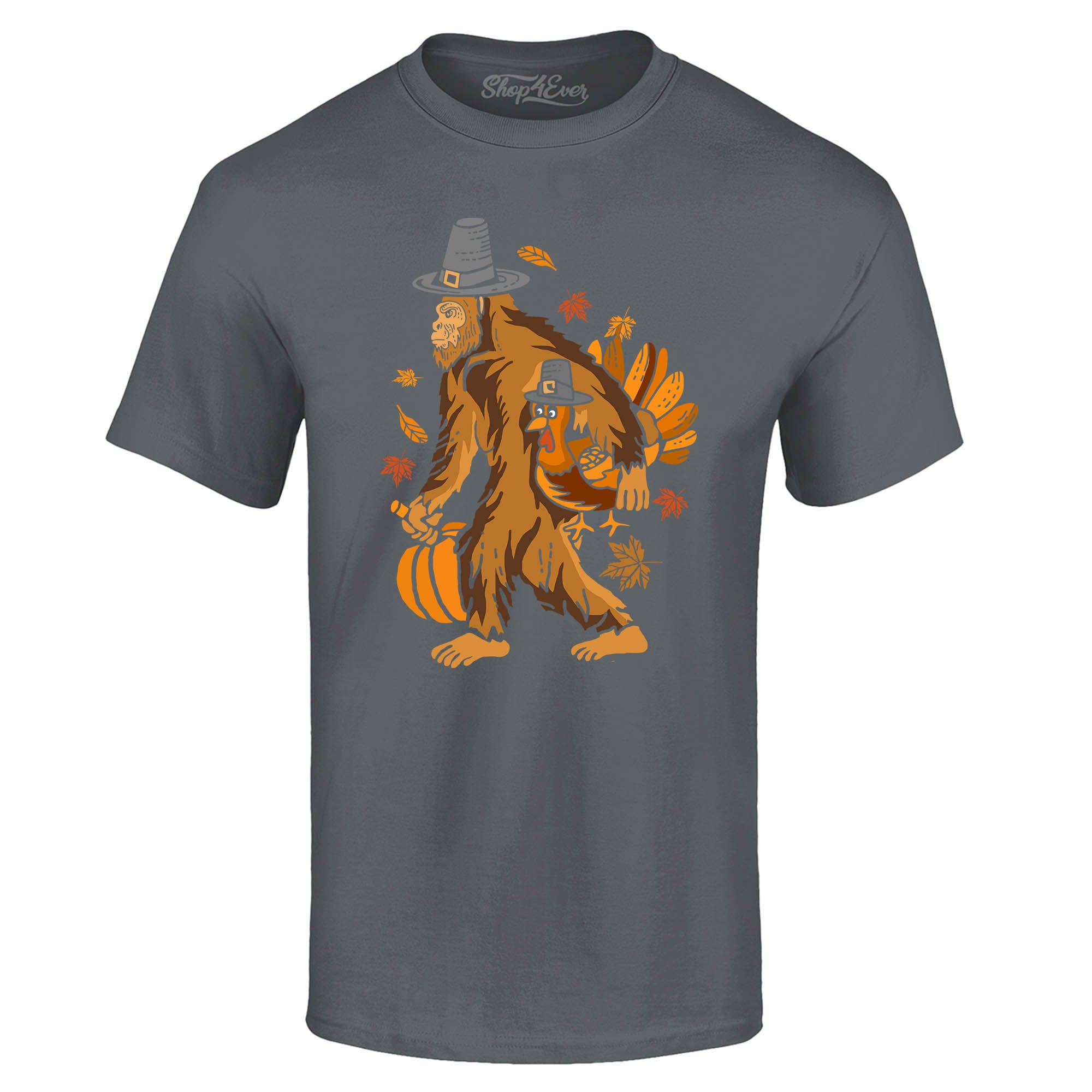 Bigfoot Pilgrim Turkey Pumpkin Thanksgiving Sasquatch T-Shirt
