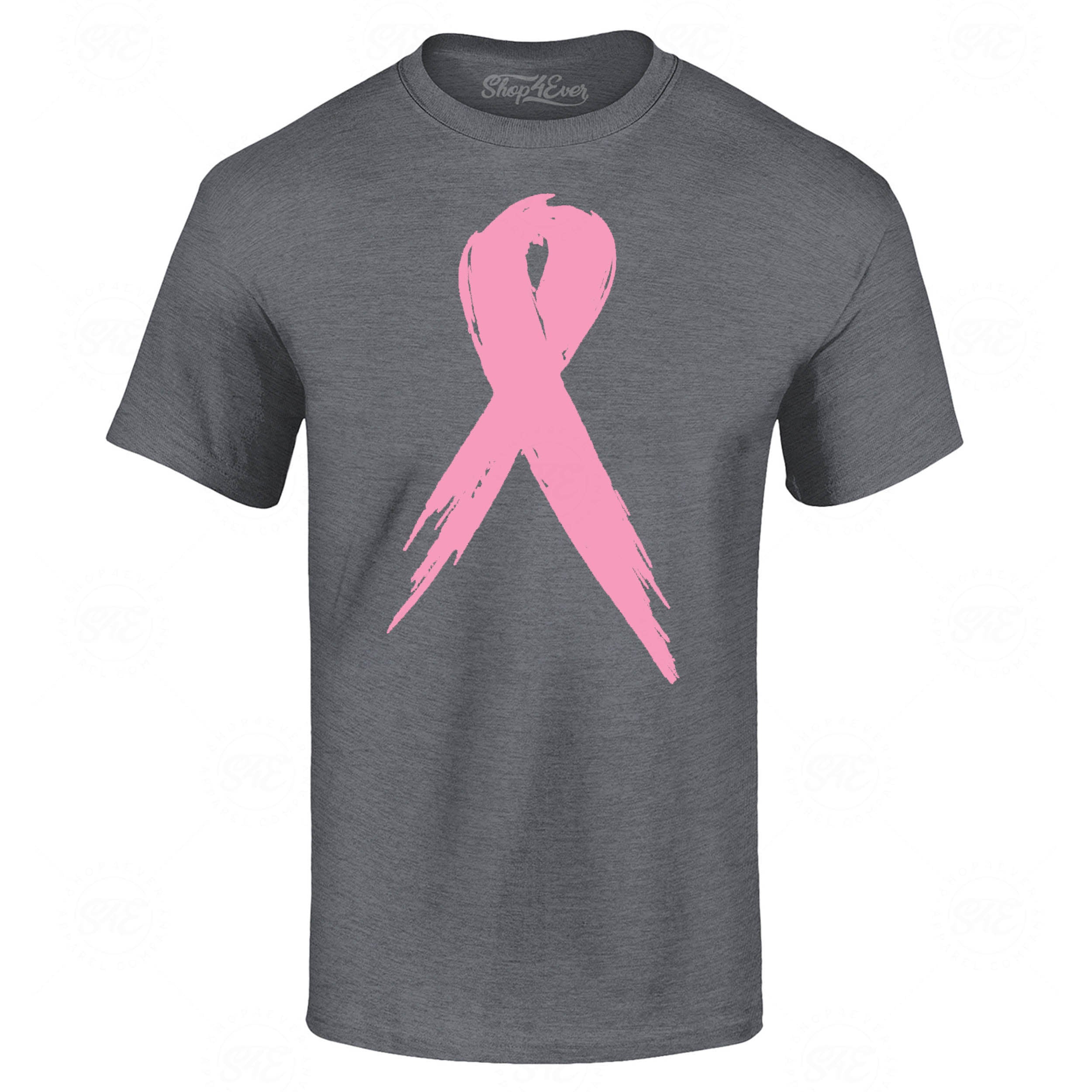 Pink Breast Cancer Ribbon Pin T-Shirt Support Awareness Tee