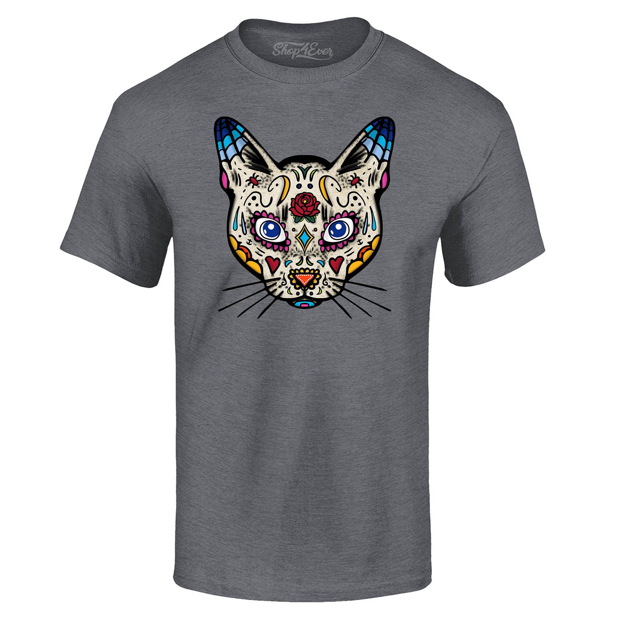 Day of The Dead Sugar Cat Dia De Los Muertos Skull T-Shirt