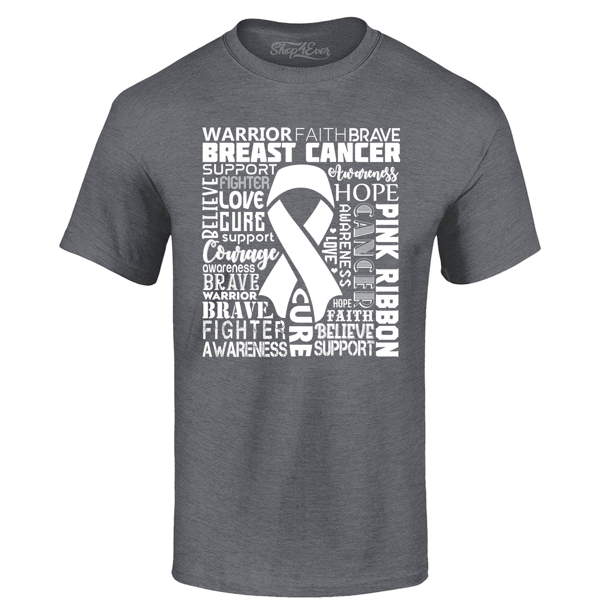 Breast Cancer Awareness White Ribbon Word Cloud T-Shirt