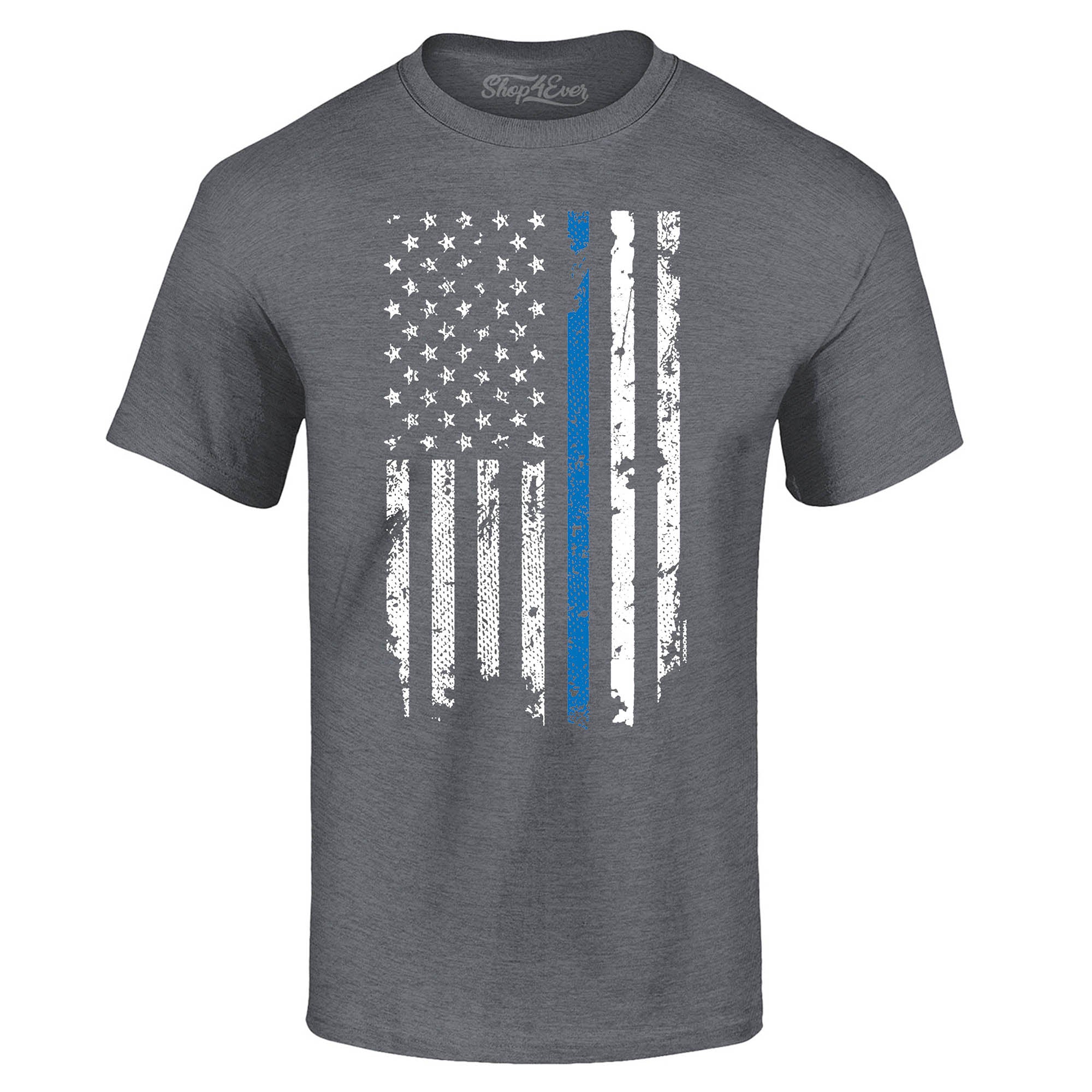 Police Officer American Flag Blue Line USA T-Shirt Law Enforcement Shirts
