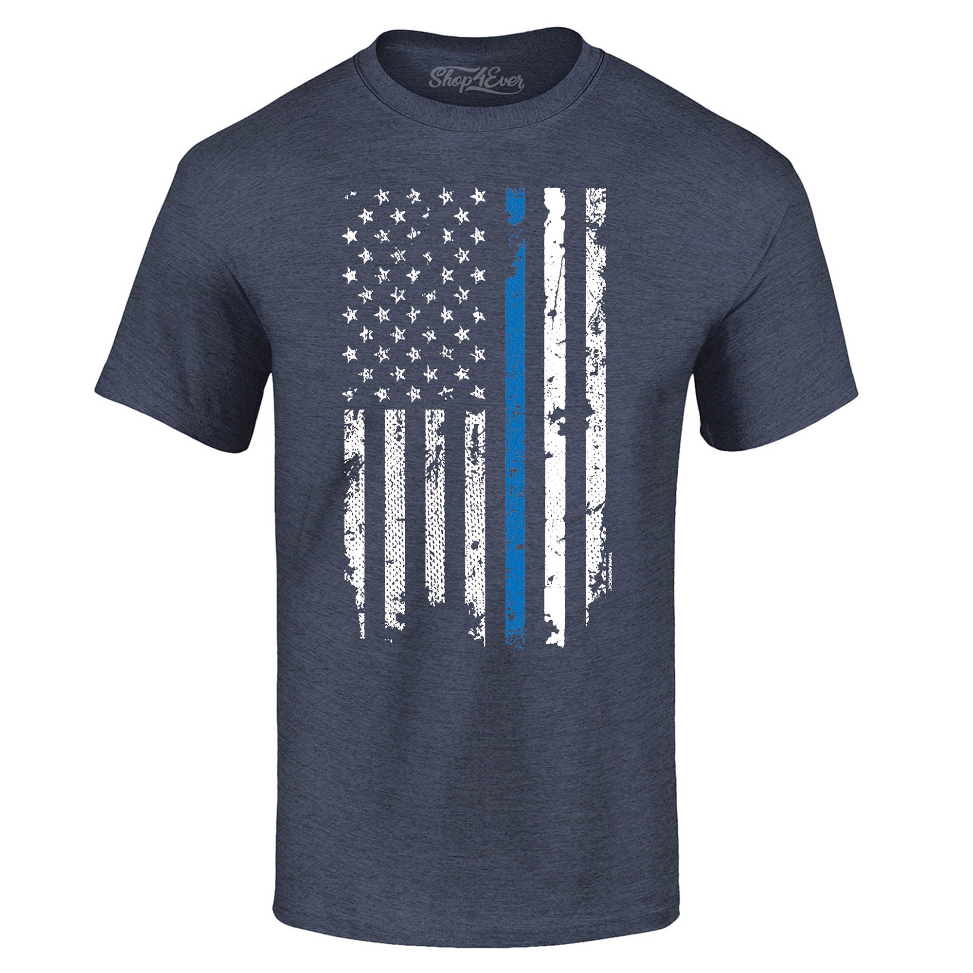 Police Officer American Flag Blue Line USA T-Shirt Law Enforcement Shirts