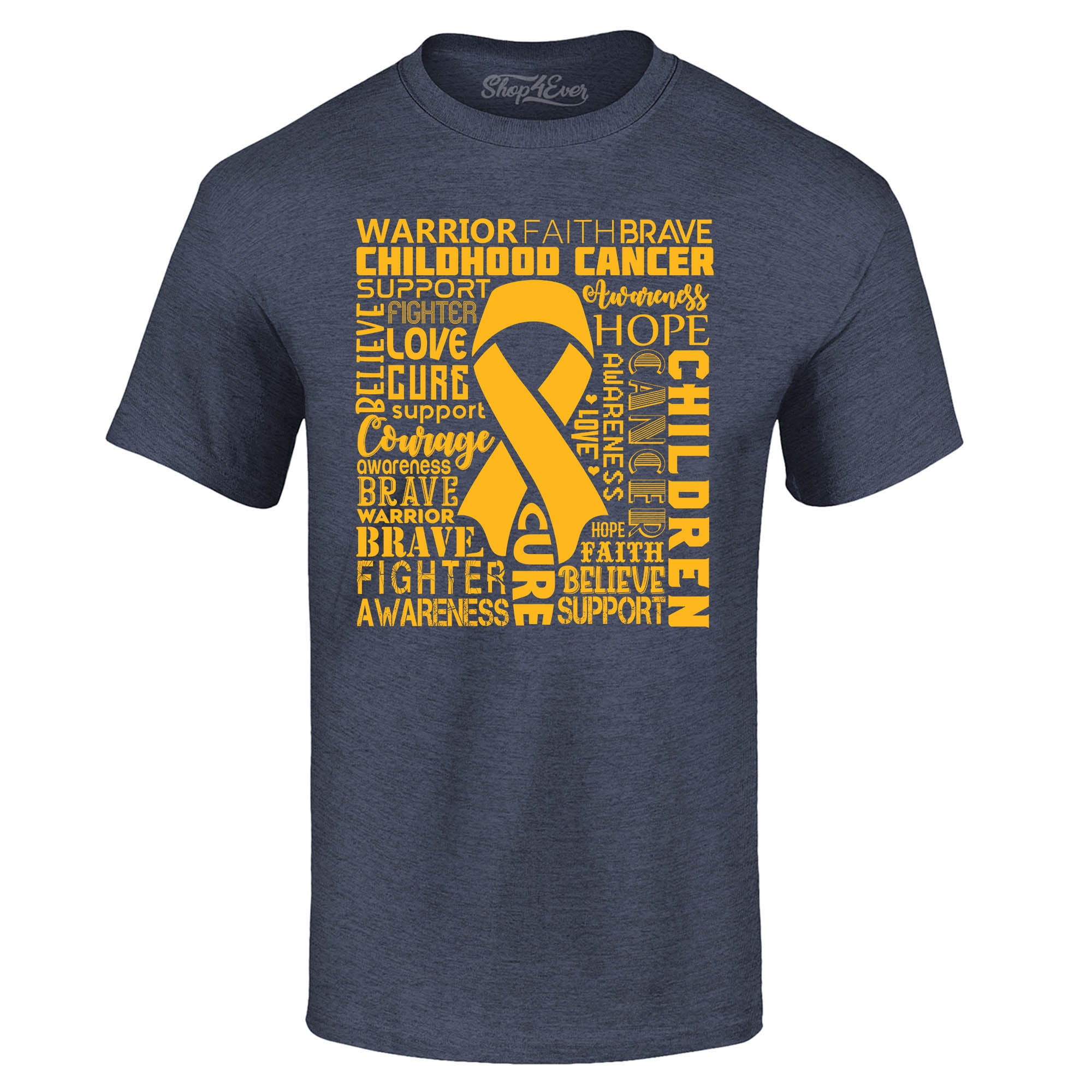 Childhood Cancer Awareness Gold Ribbon Word Cloud T-Shirt