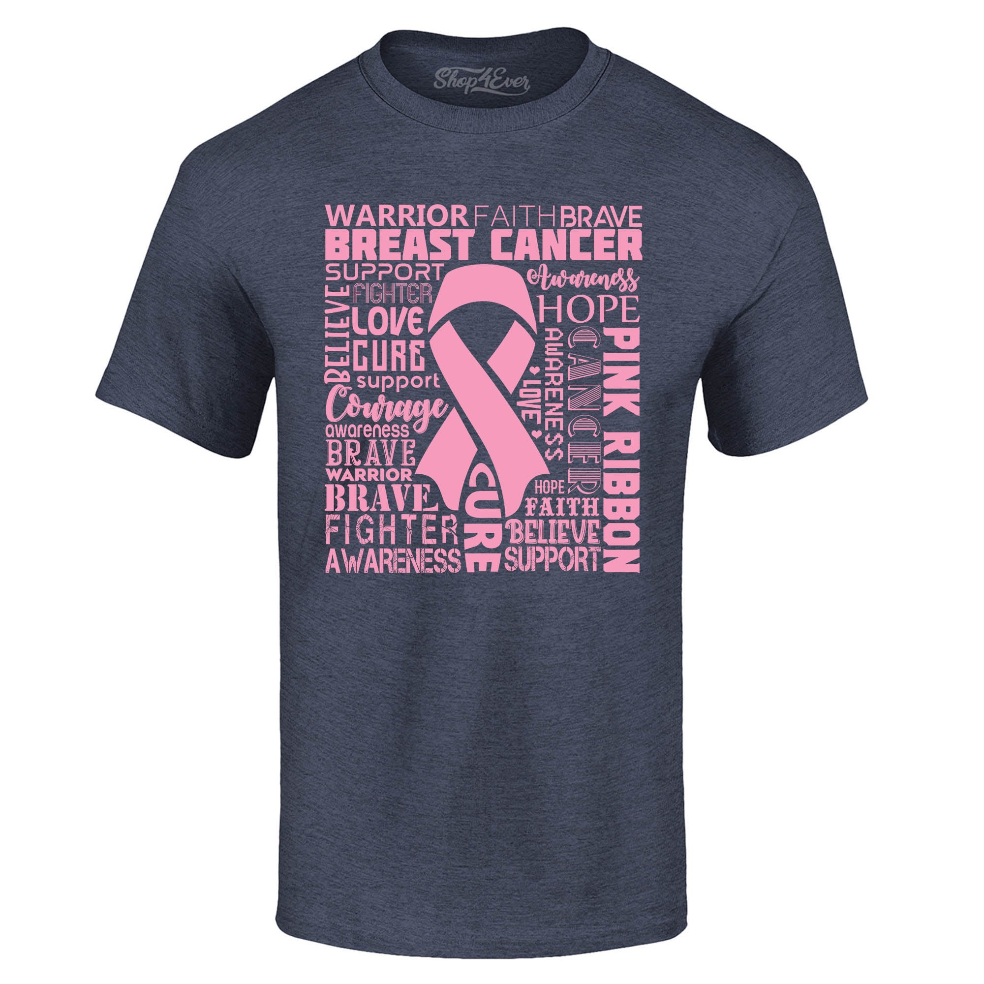 Breast Cancer Awareness Pink Ribbon Word Cloud T-Shirt