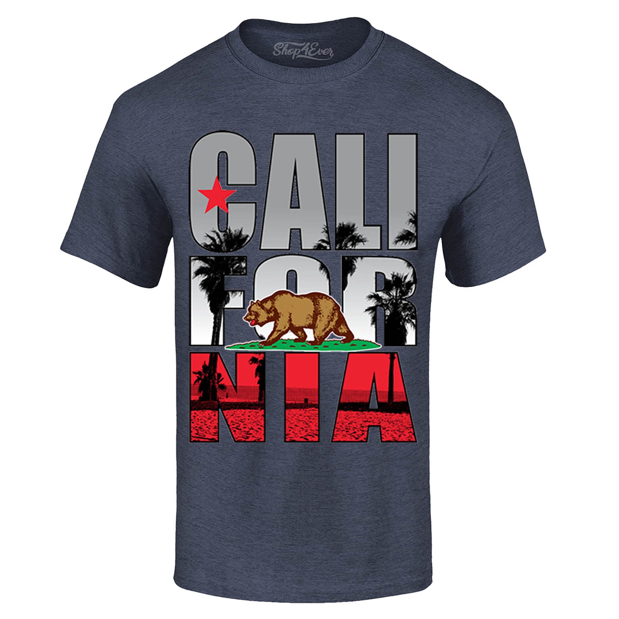 California Beach Palm Tree T-Shirt Cali Flag Shirts