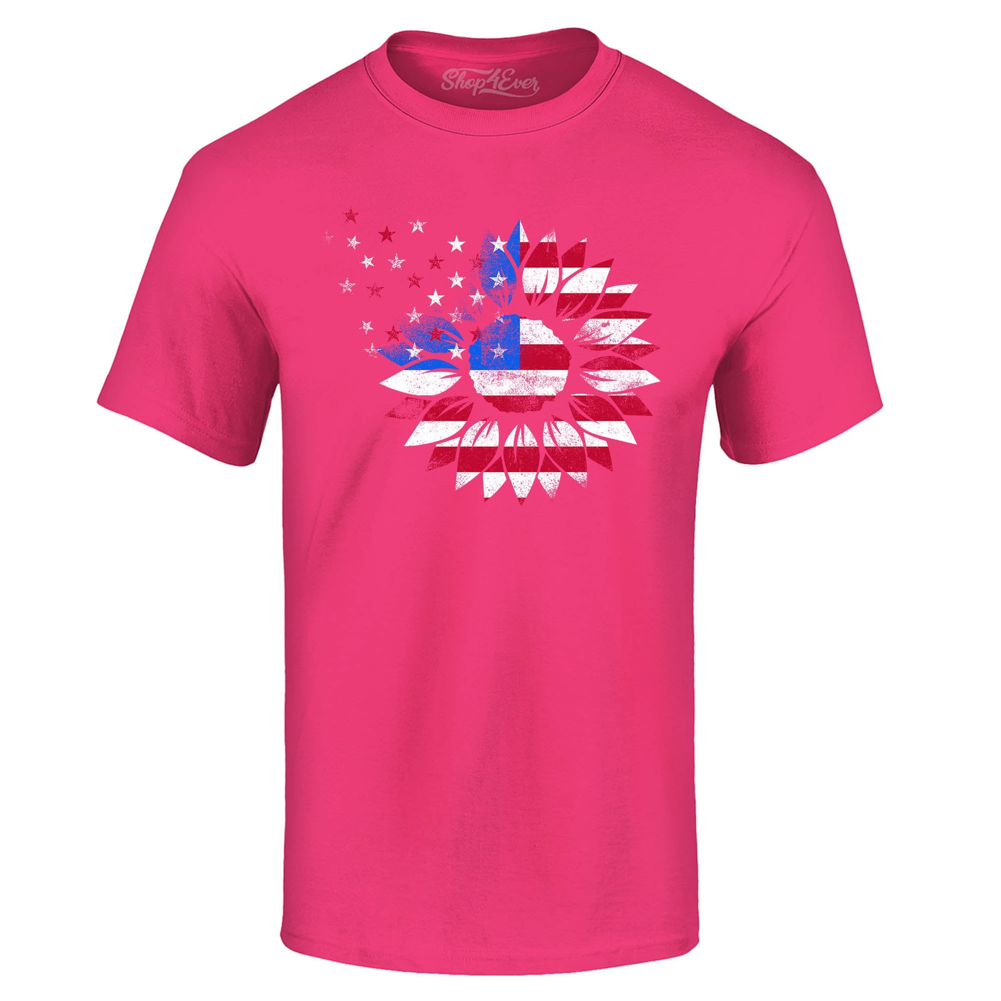 American Flag Sunflower Flower Star 4th of July T-Shirt
