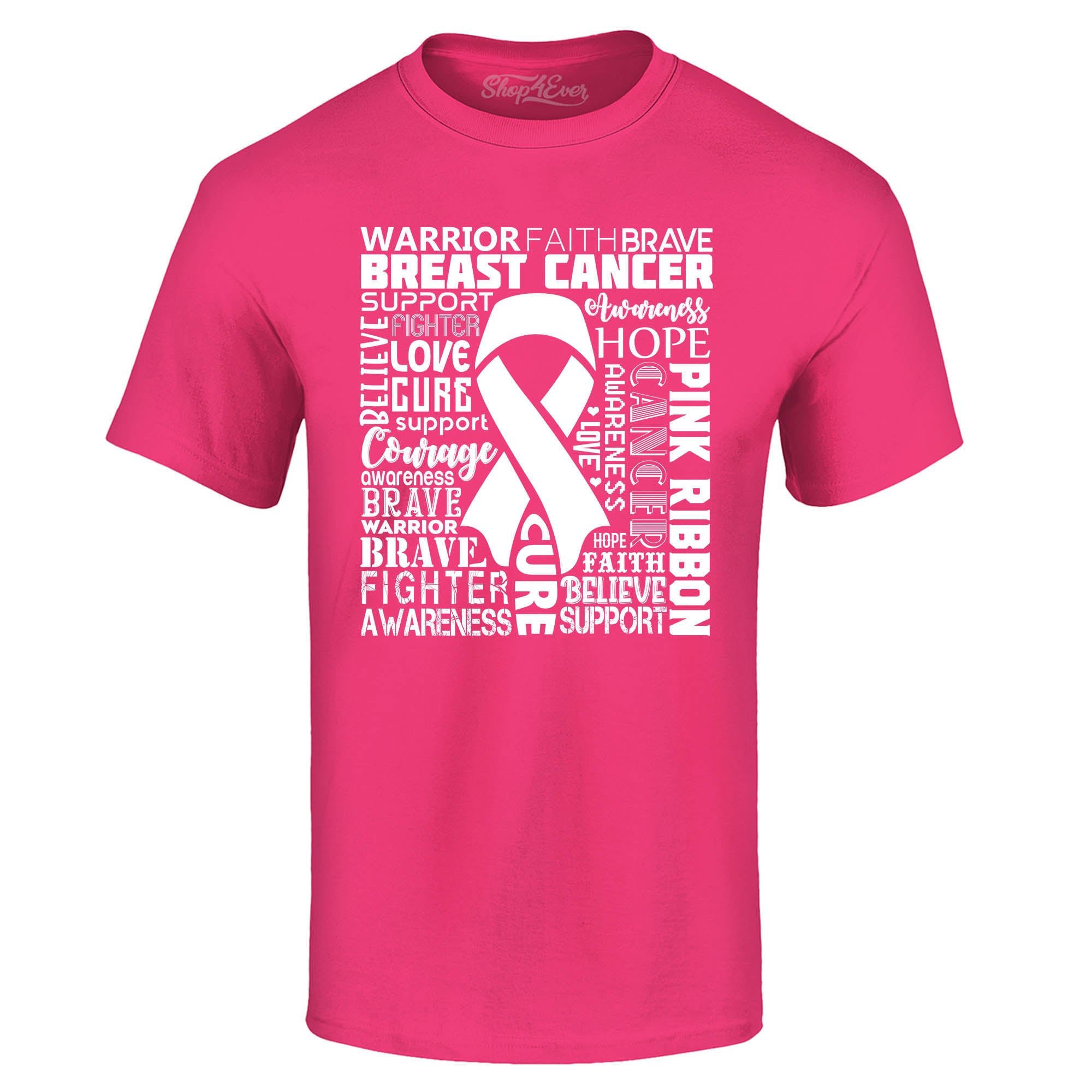 Breast Cancer Awareness White Ribbon Word Cloud T-Shirt