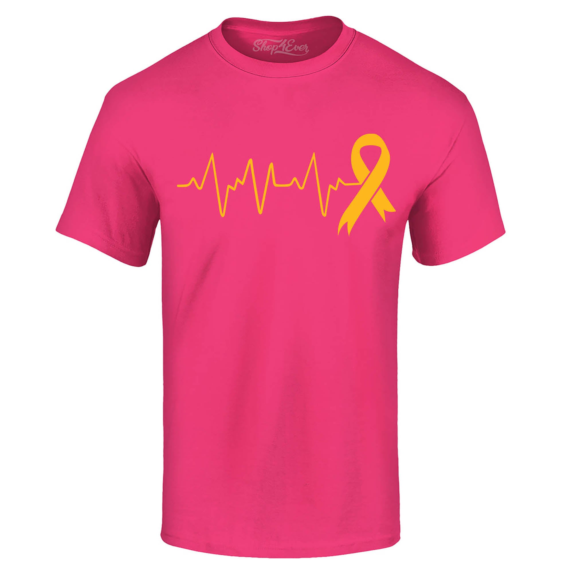 Heartbeat Gold Ribbon Childhood Cancer Awareness T-Shirt