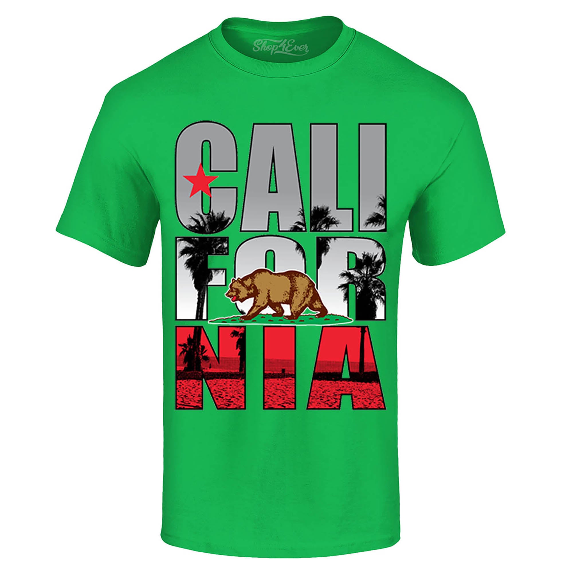 California Beach Palm Tree T-Shirt Cali Flag Shirts