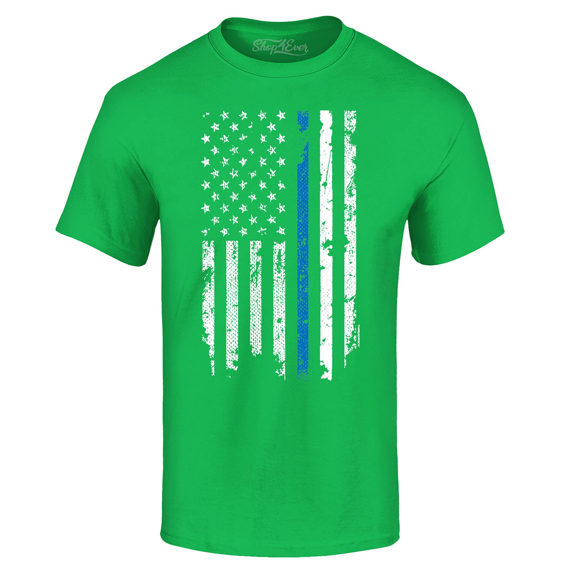Police Officer American Flag Blue Line USA T-Shirt Law Enforcement Shirts
