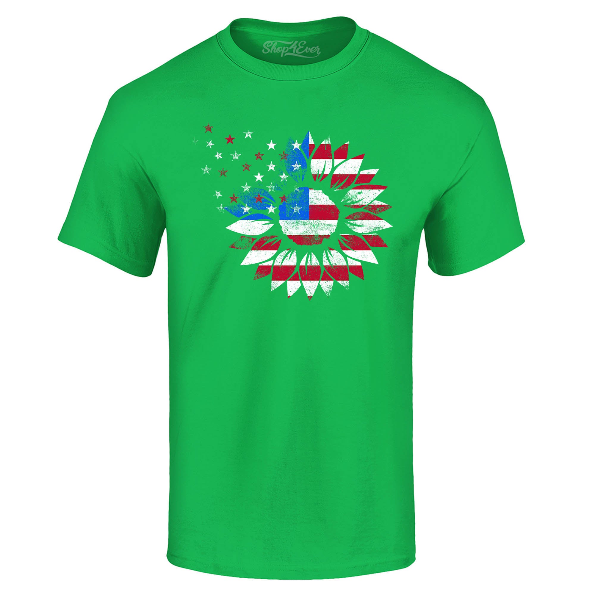 American Flag Sunflower Flower Star 4th of July T-Shirt