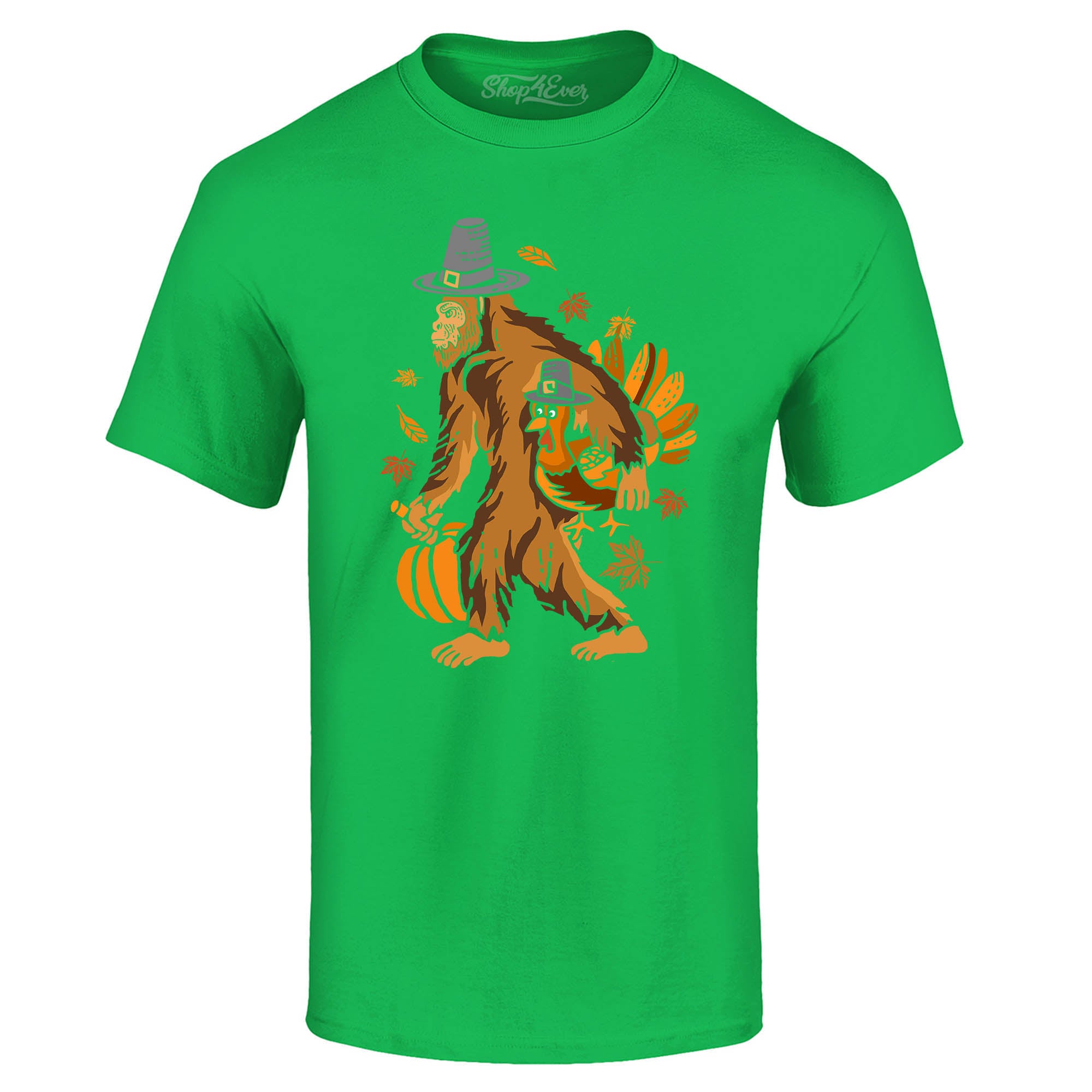 Bigfoot Pilgrim Turkey Pumpkin Thanksgiving Sasquatch T-Shirt