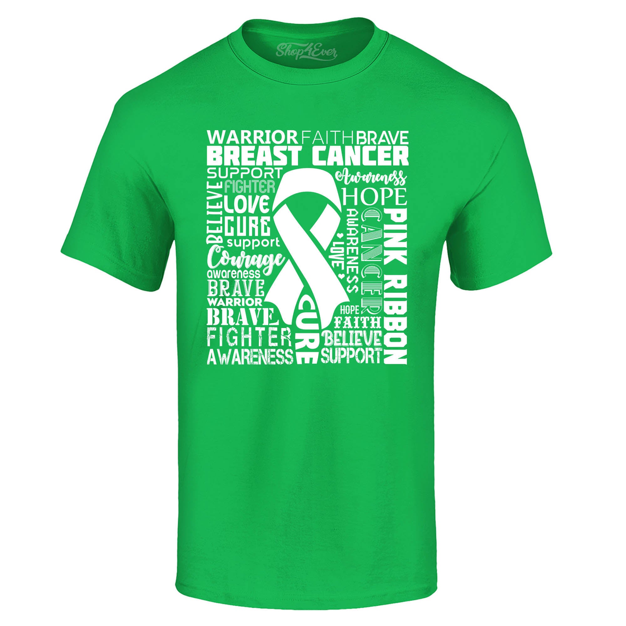 Breast Cancer Awareness White Ribbon Word Cloud T-Shirt