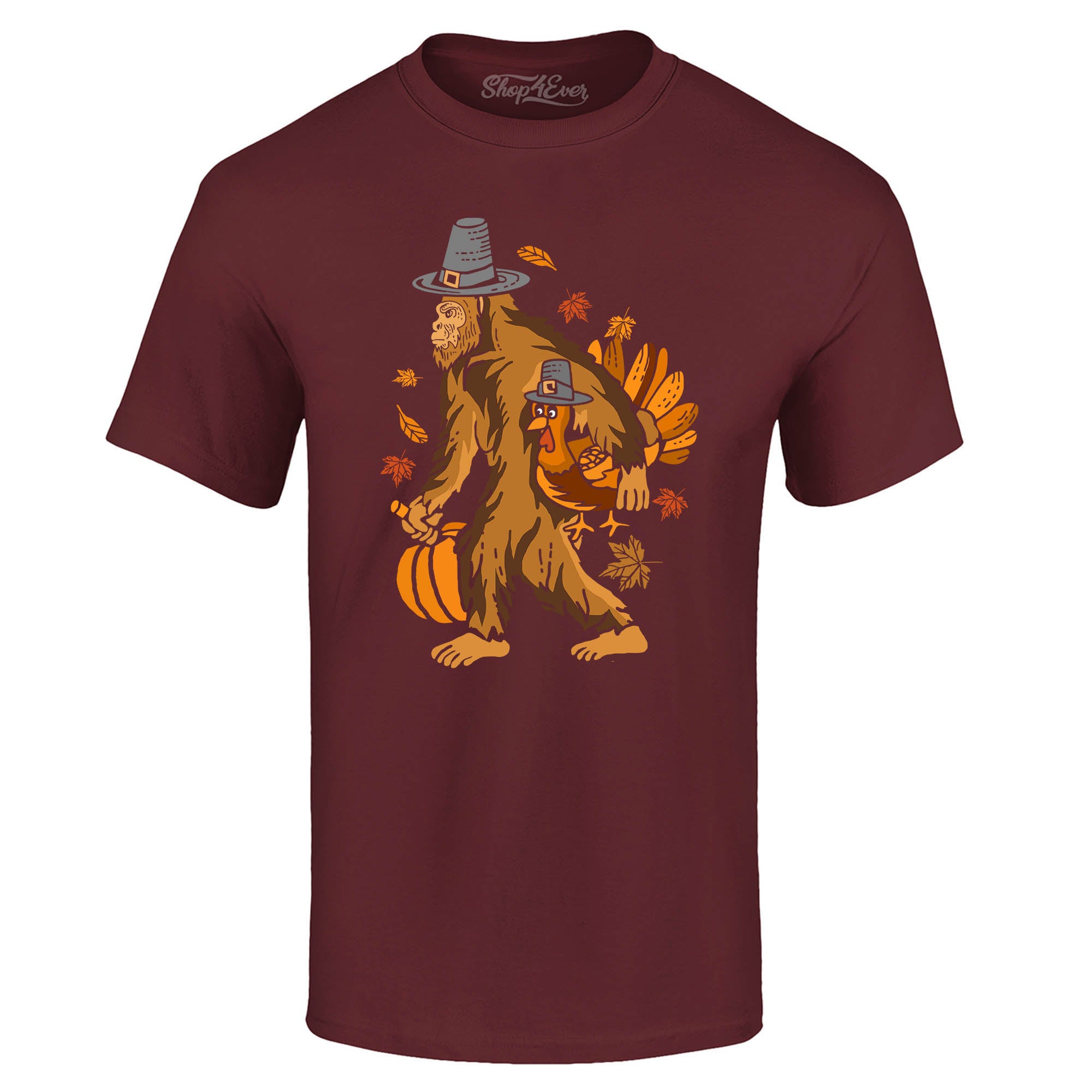 Bigfoot Pilgrim Turkey Pumpkin Thanksgiving Sasquatch T-Shirt