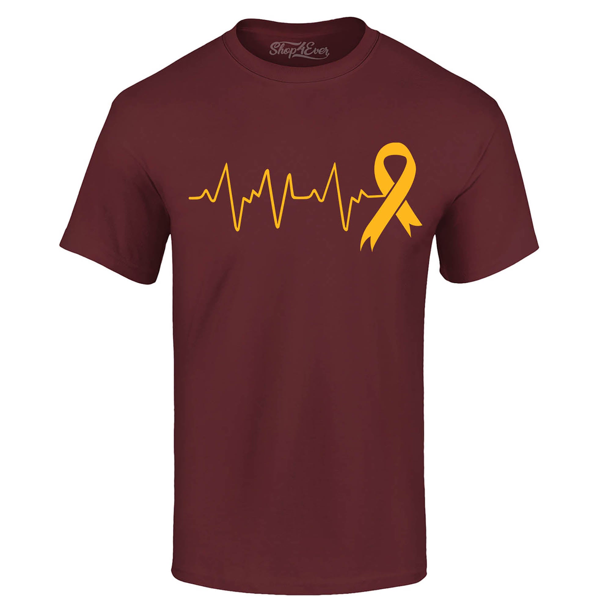 Heartbeat Gold Ribbon Childhood Cancer Awareness T-Shirt