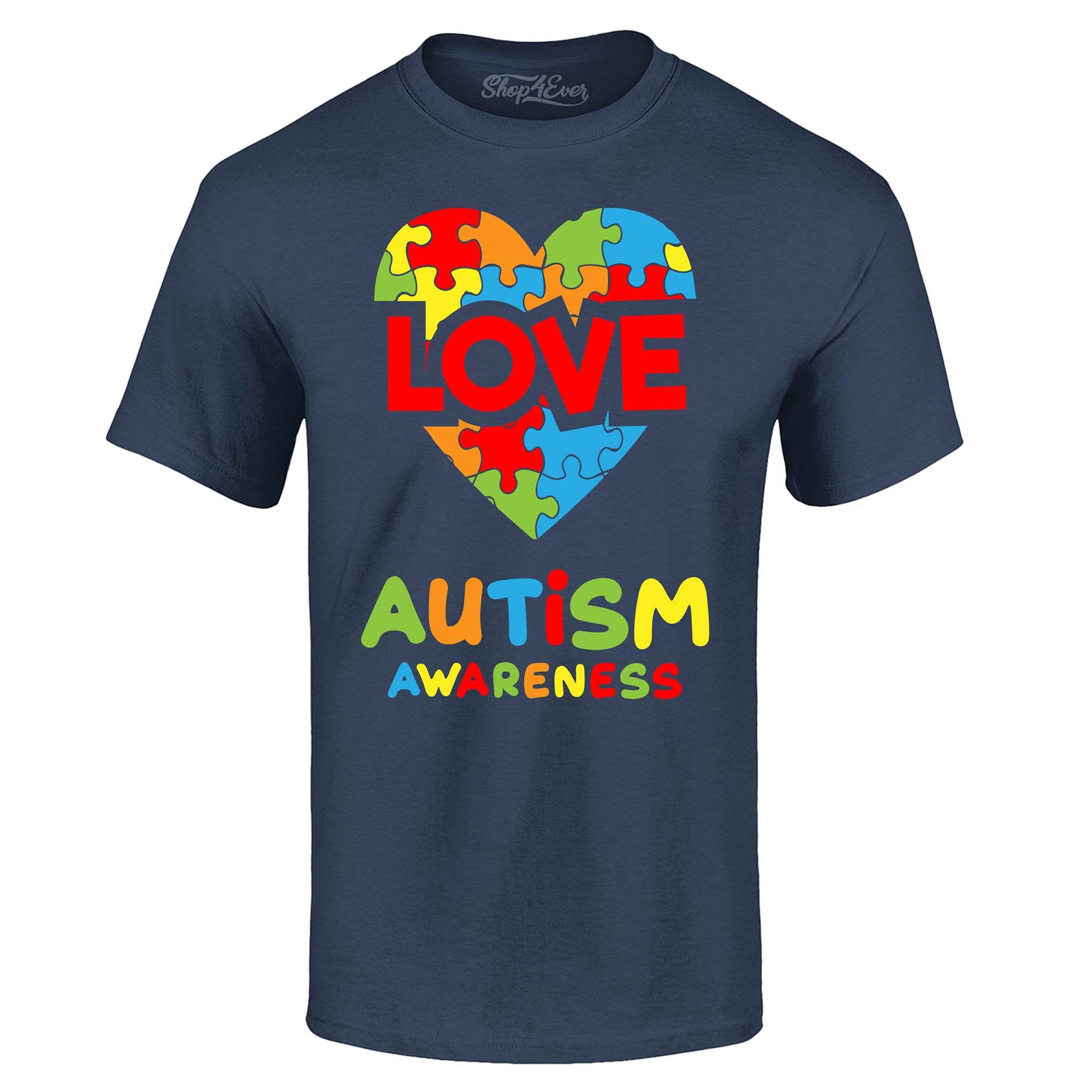 Autism Awareness Love with Puzzled Heart T-Shirt