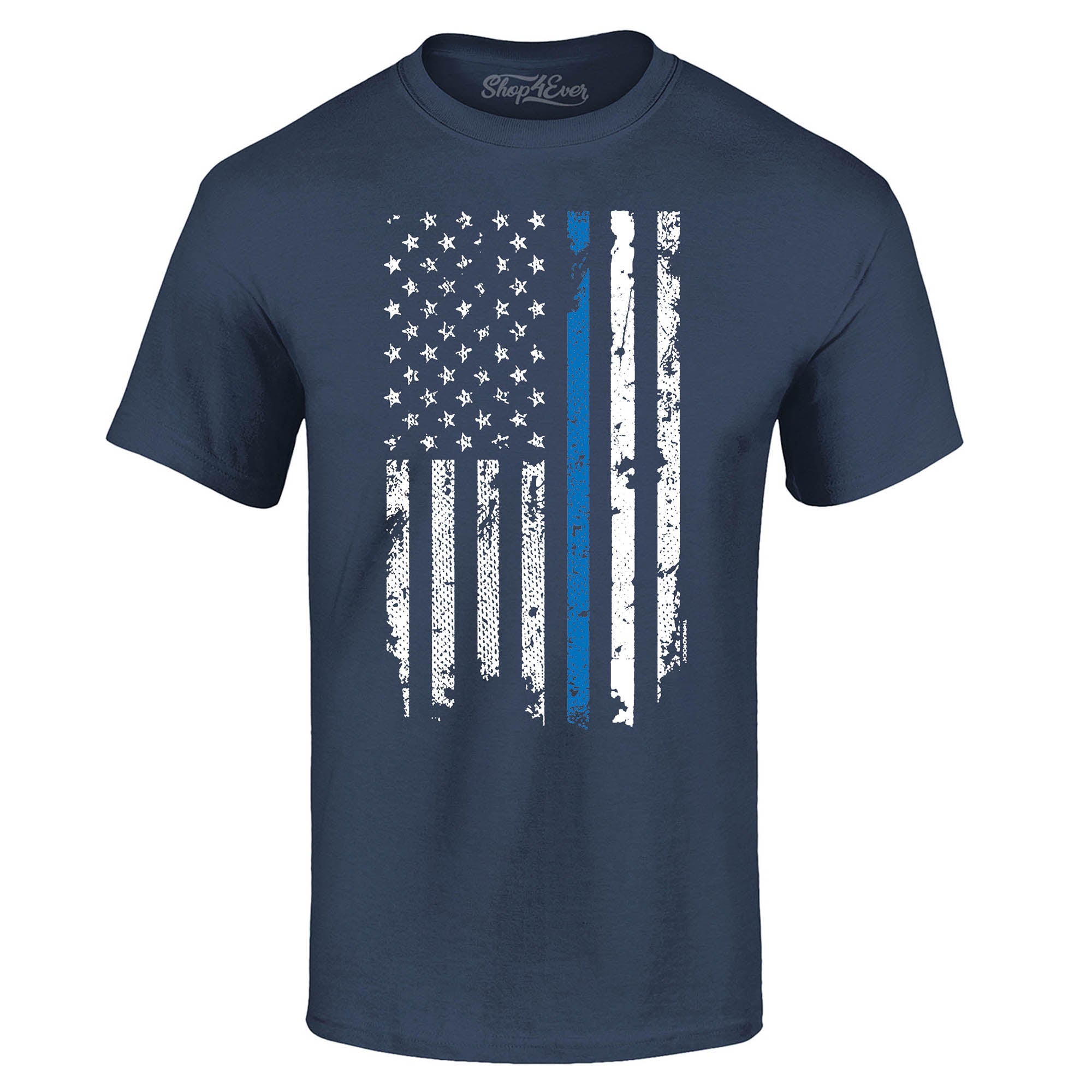 Police Officer American Flag Blue Line USA T-Shirt Law Enforcement Shirts