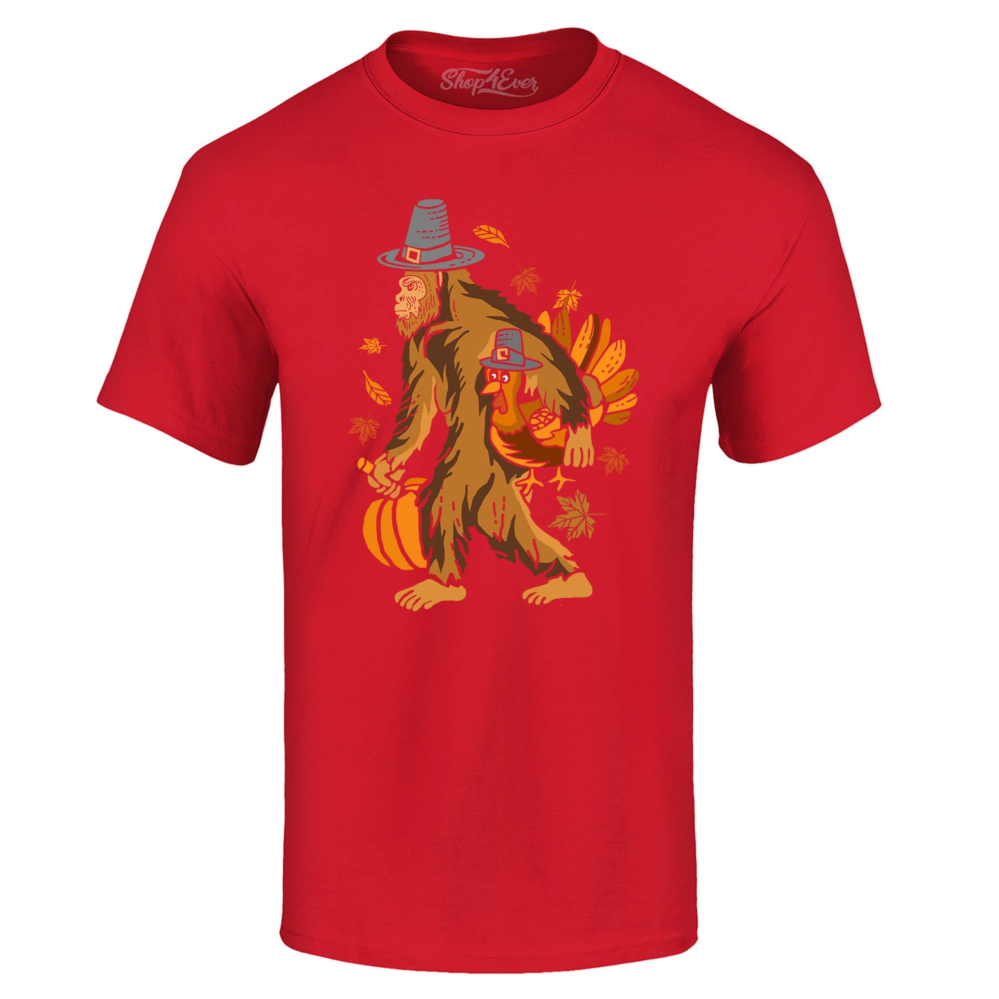 Bigfoot Pilgrim Turkey Pumpkin Thanksgiving Sasquatch T-Shirt