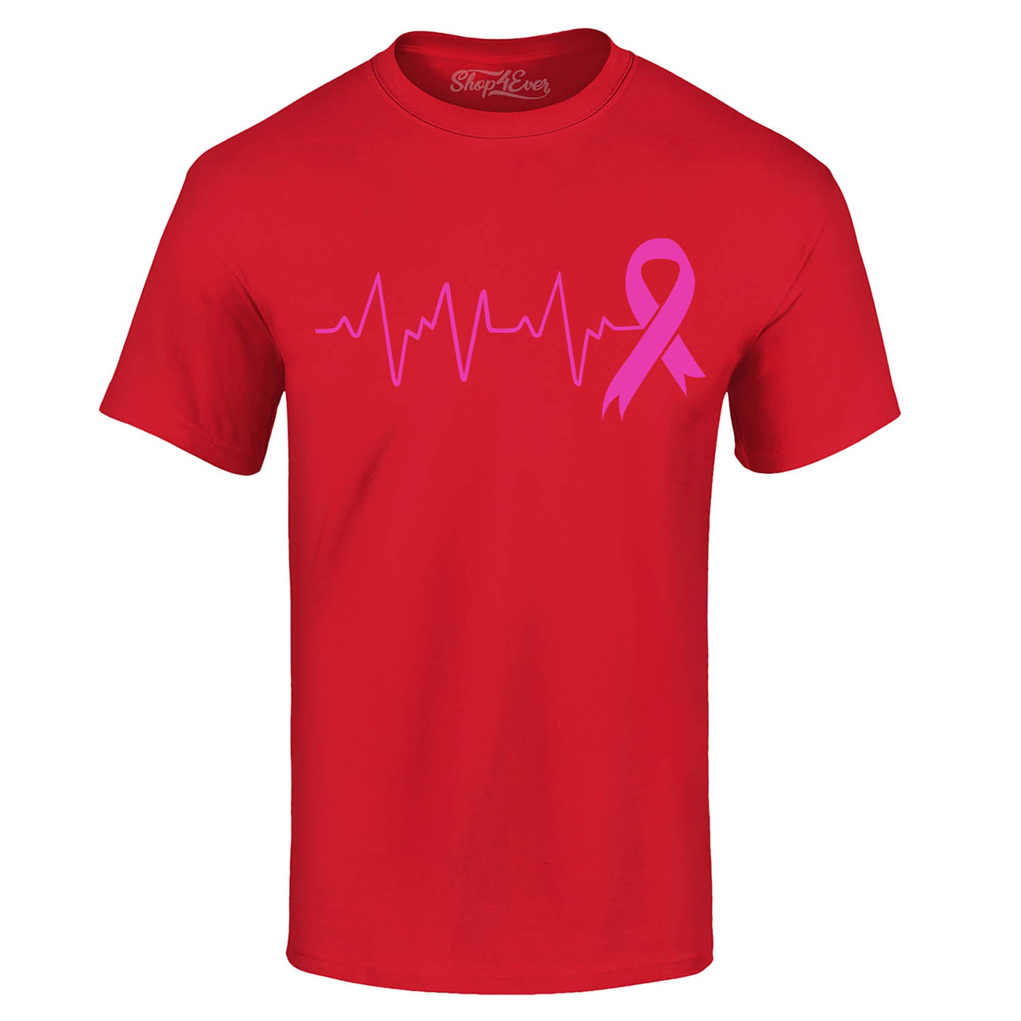 Heartbeat Pink Ribbon Breast Cancer Awareness T-Shirt