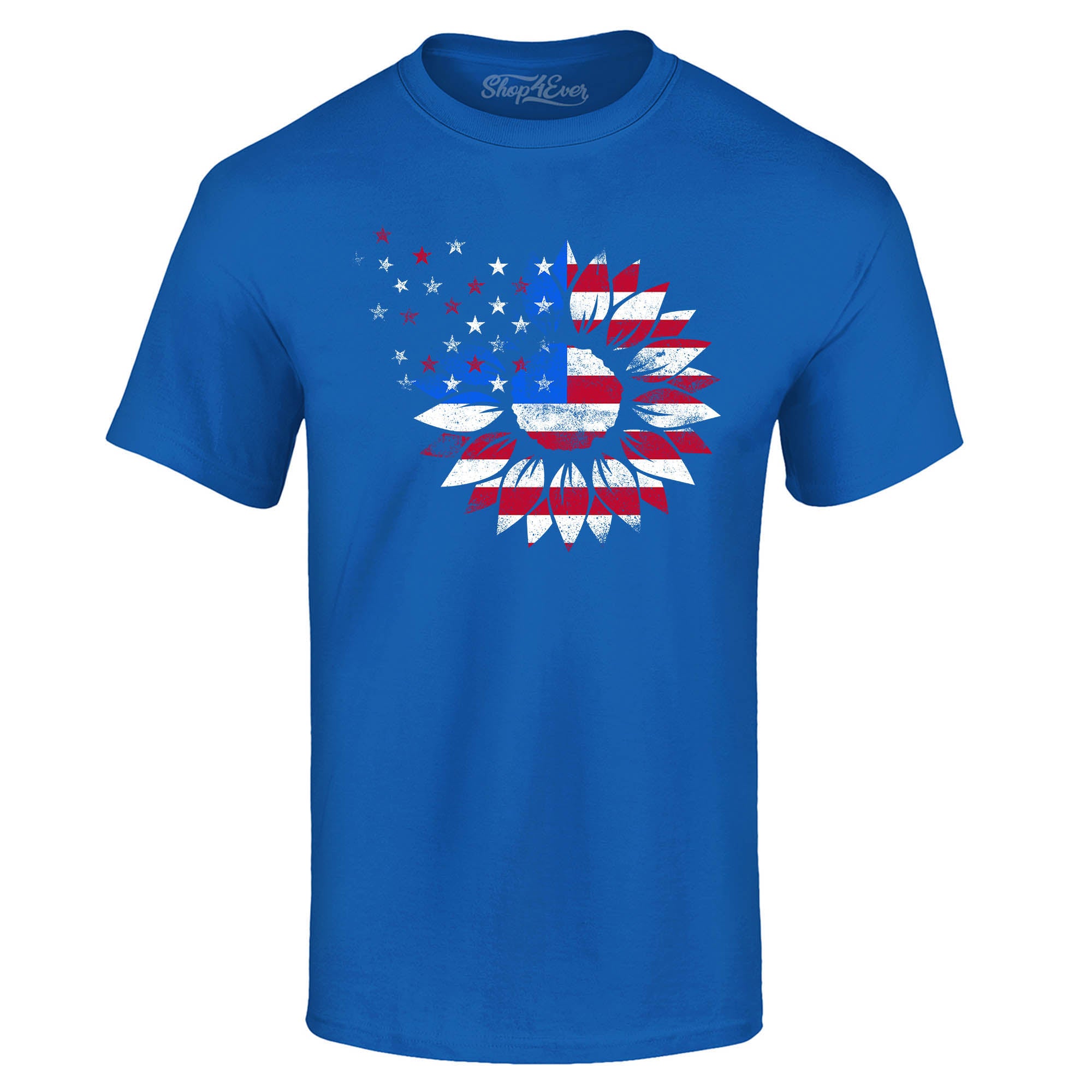 American Flag Sunflower Flower Star 4th of July T-Shirt