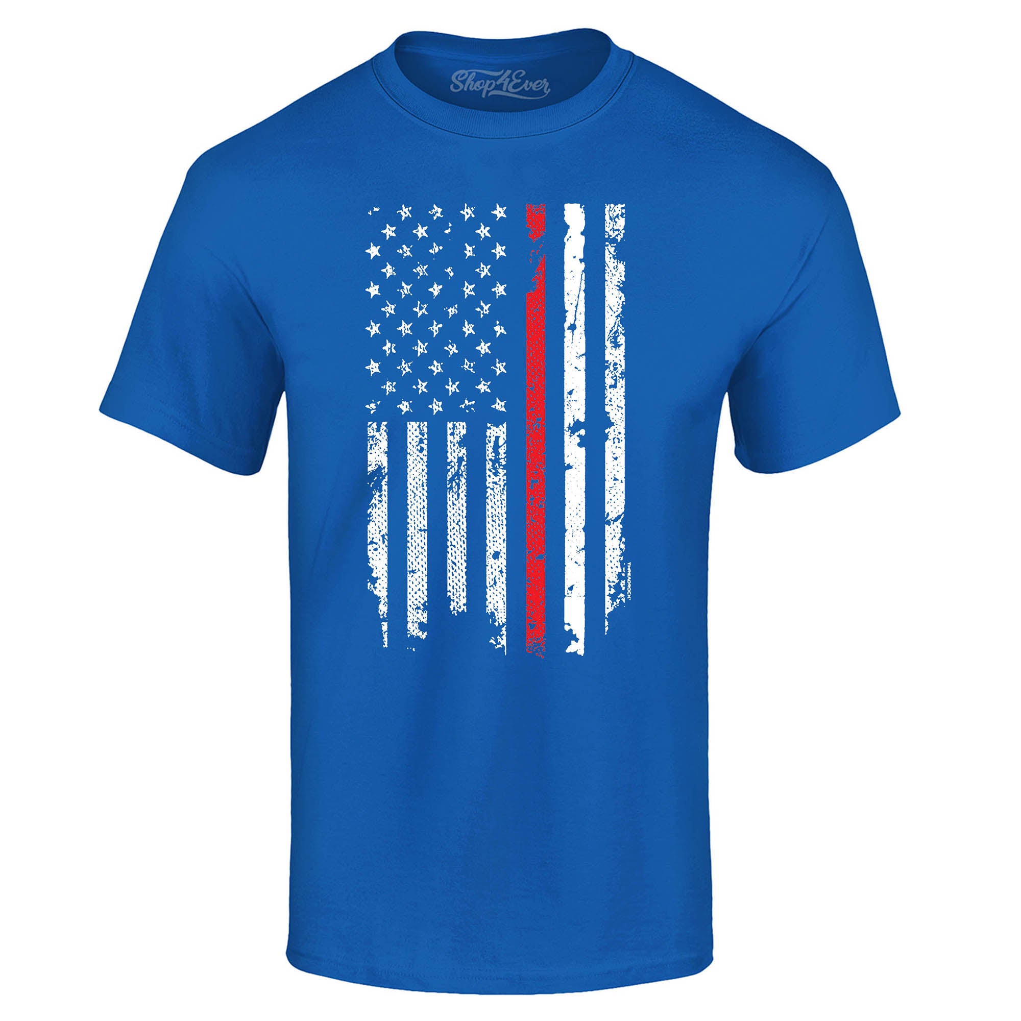 Firefighter American Flag Red Line Stripe USA T-Shirt 4th of July Shirts