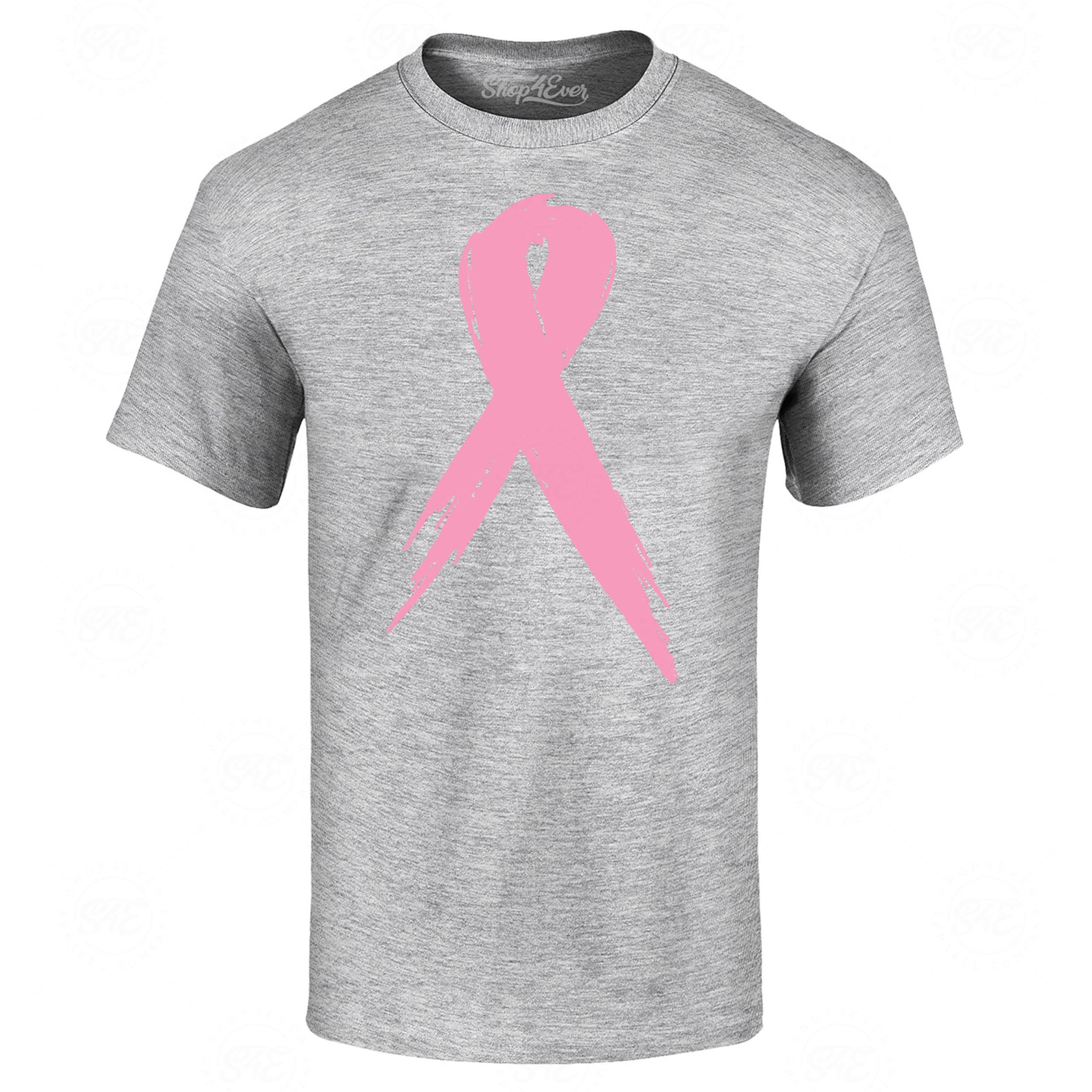 Pink Breast Cancer Ribbon Pin T-Shirt Support Awareness Tee
