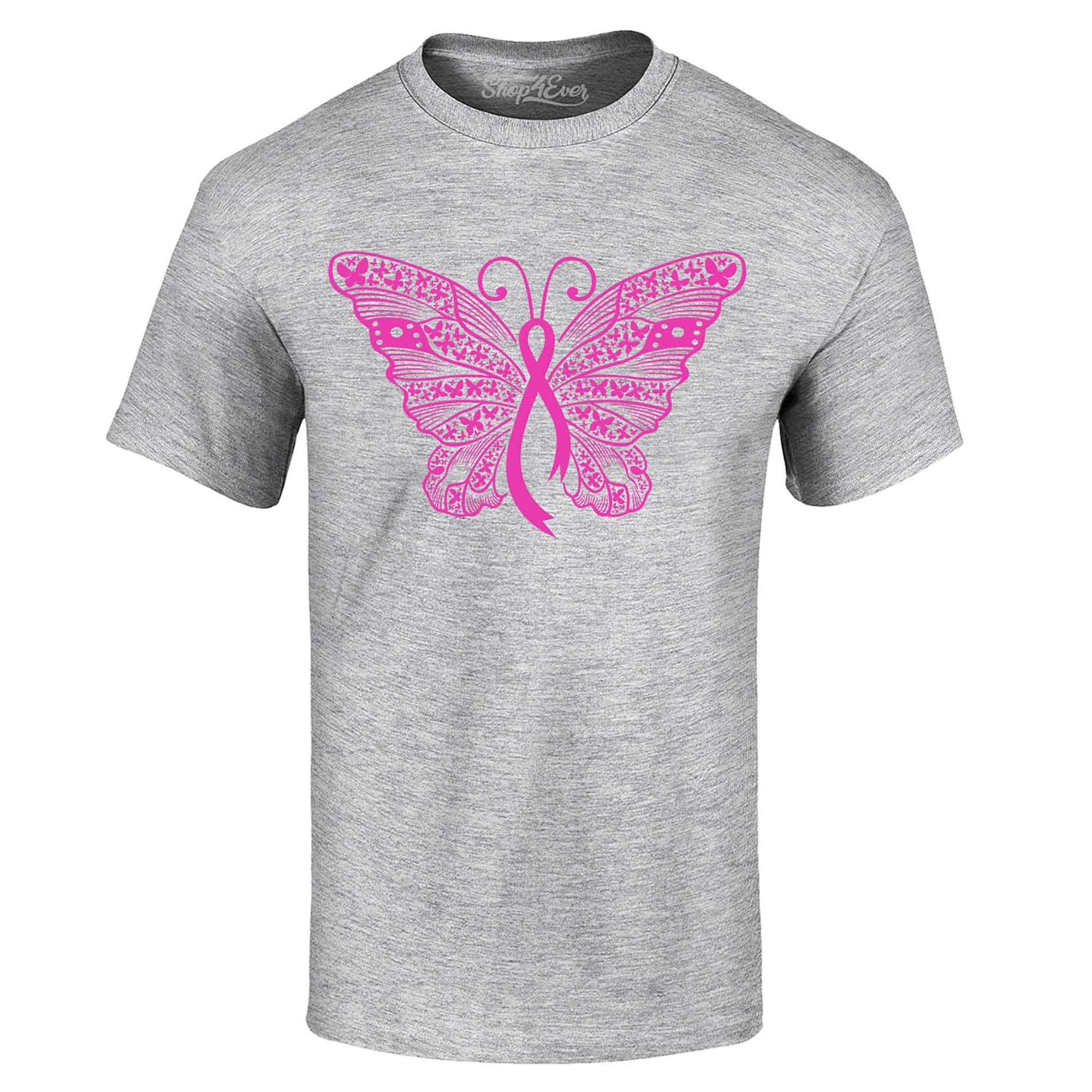 Pink Ribbon Butterfly Breast Cancer Awareness T-Shirt