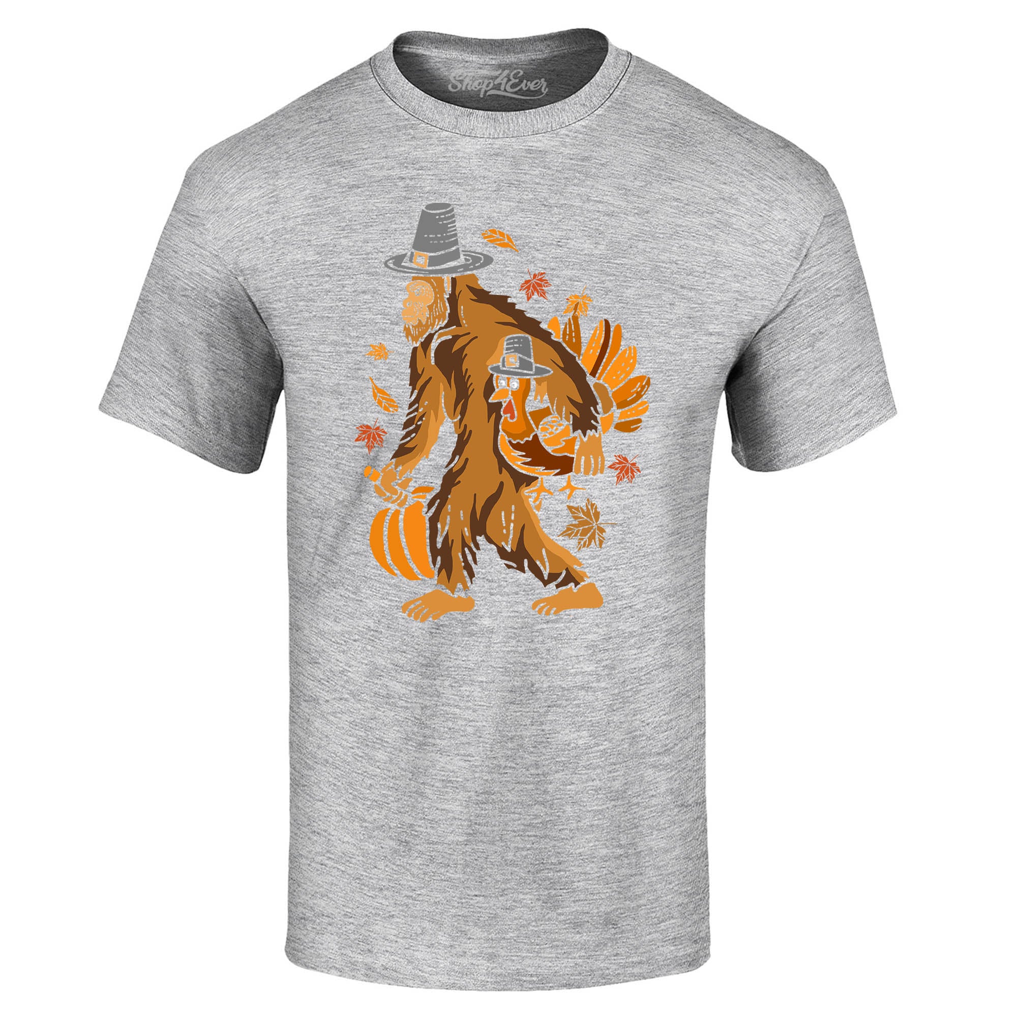 Bigfoot Pilgrim Turkey Pumpkin Thanksgiving Sasquatch T-Shirt