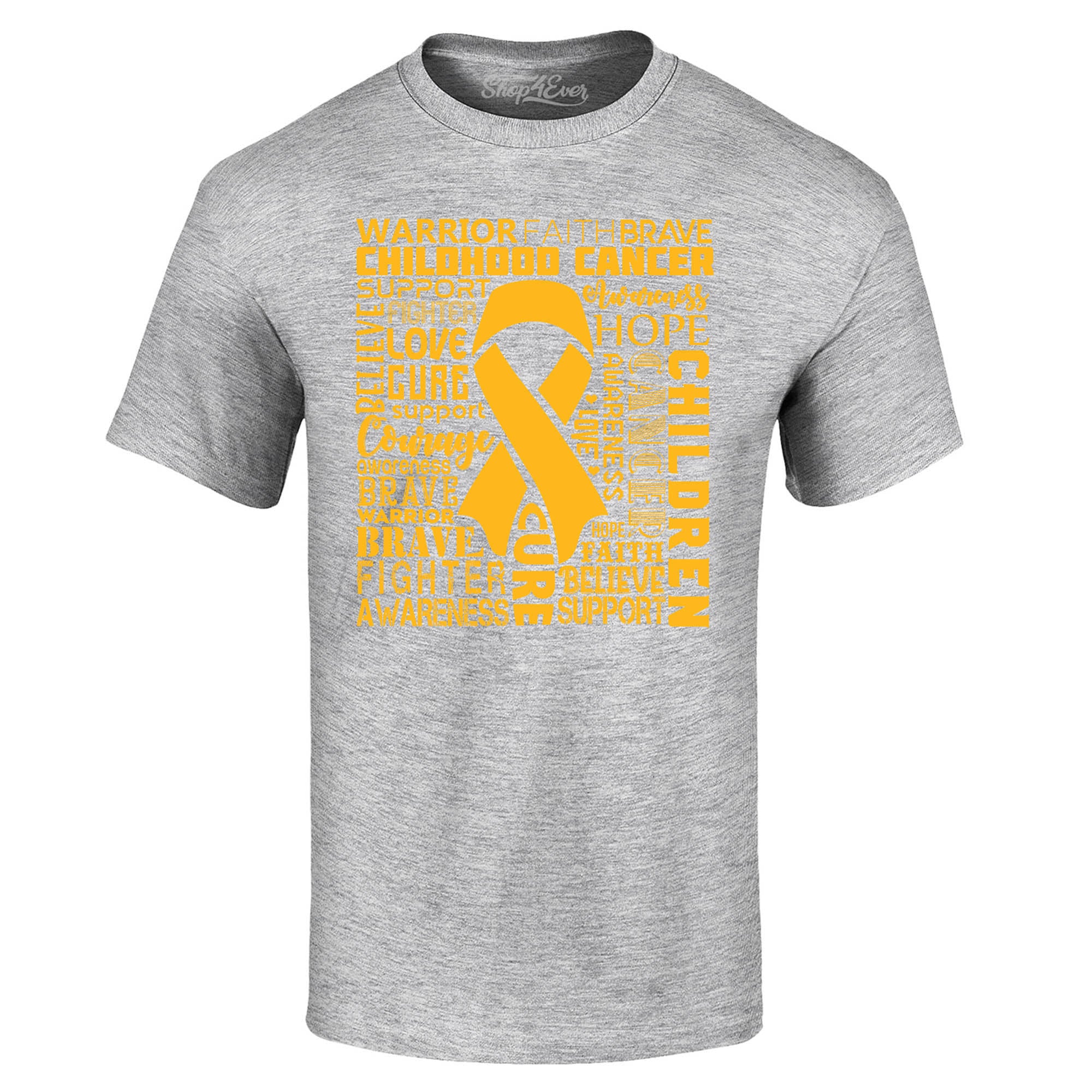 Childhood Cancer Awareness Gold Ribbon Word Cloud T-Shirt