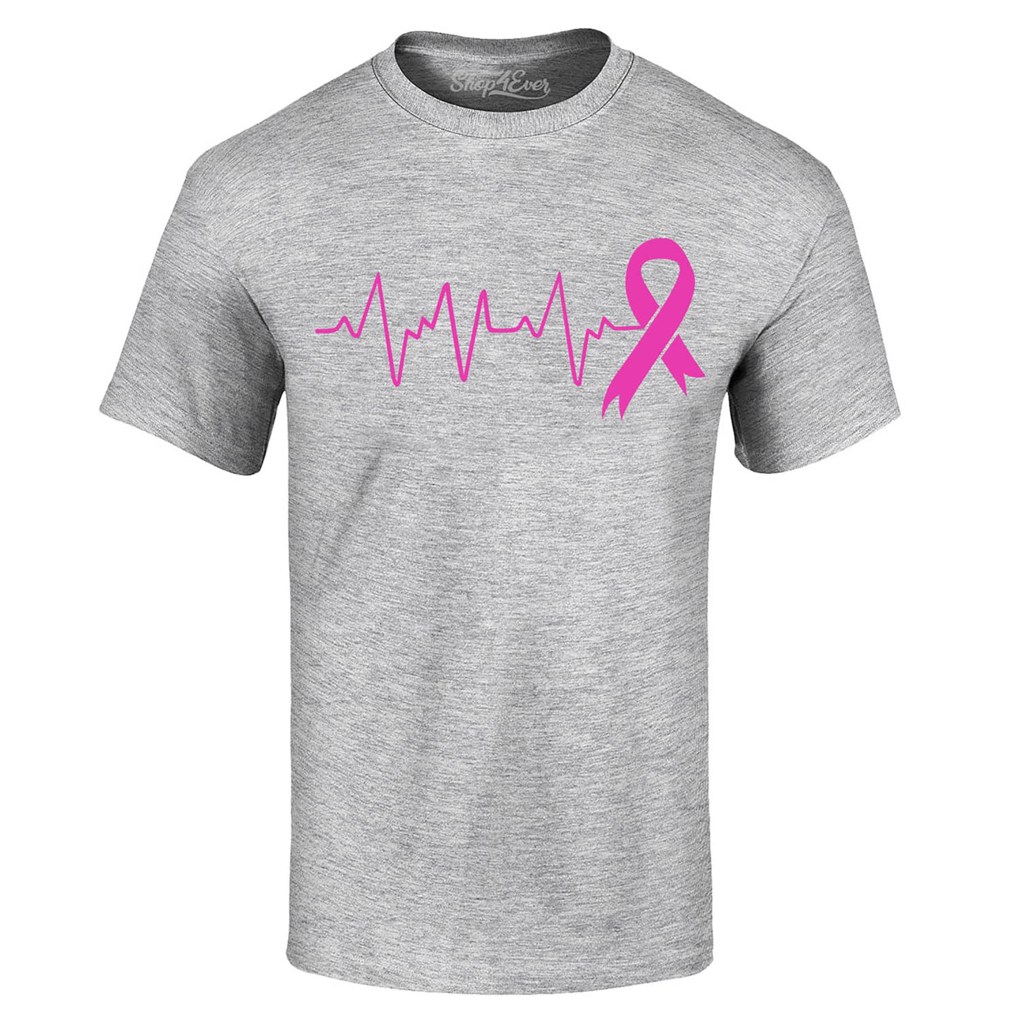 Heartbeat Pink Ribbon Breast Cancer Awareness T-Shirt