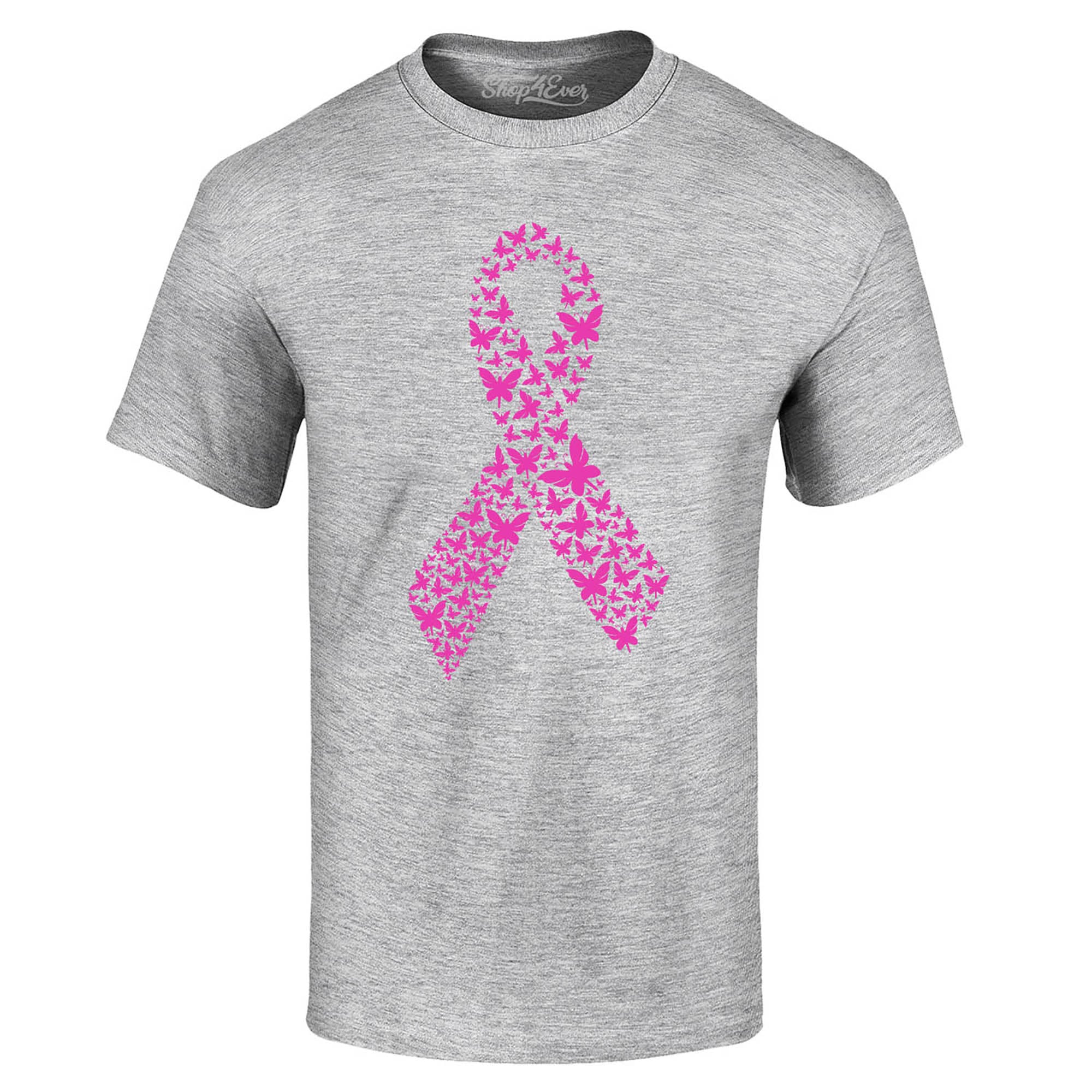 Pink Butterfly Ribbon Breast Cancer Awareness T-Shirt