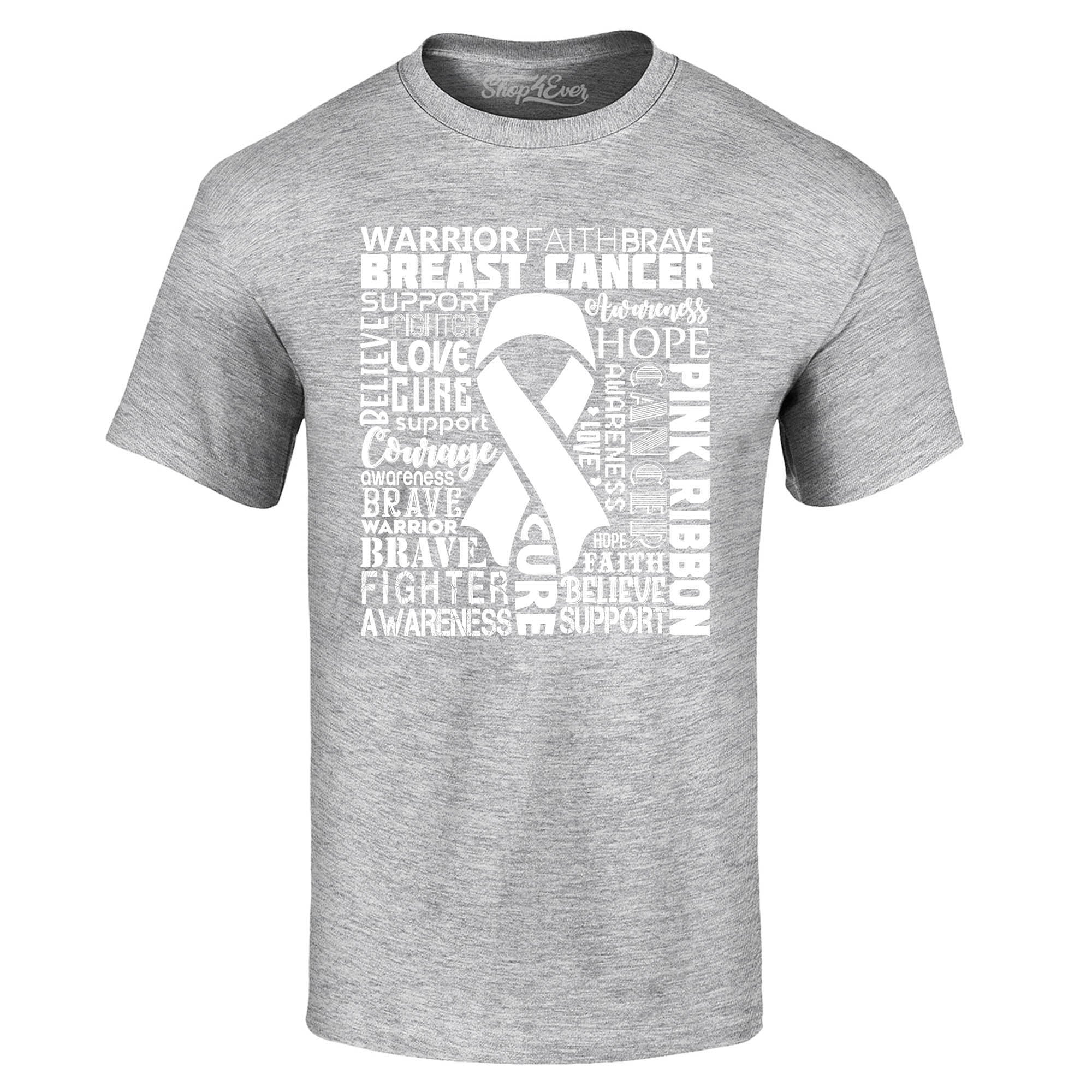 Breast Cancer Awareness White Ribbon Word Cloud T-Shirt