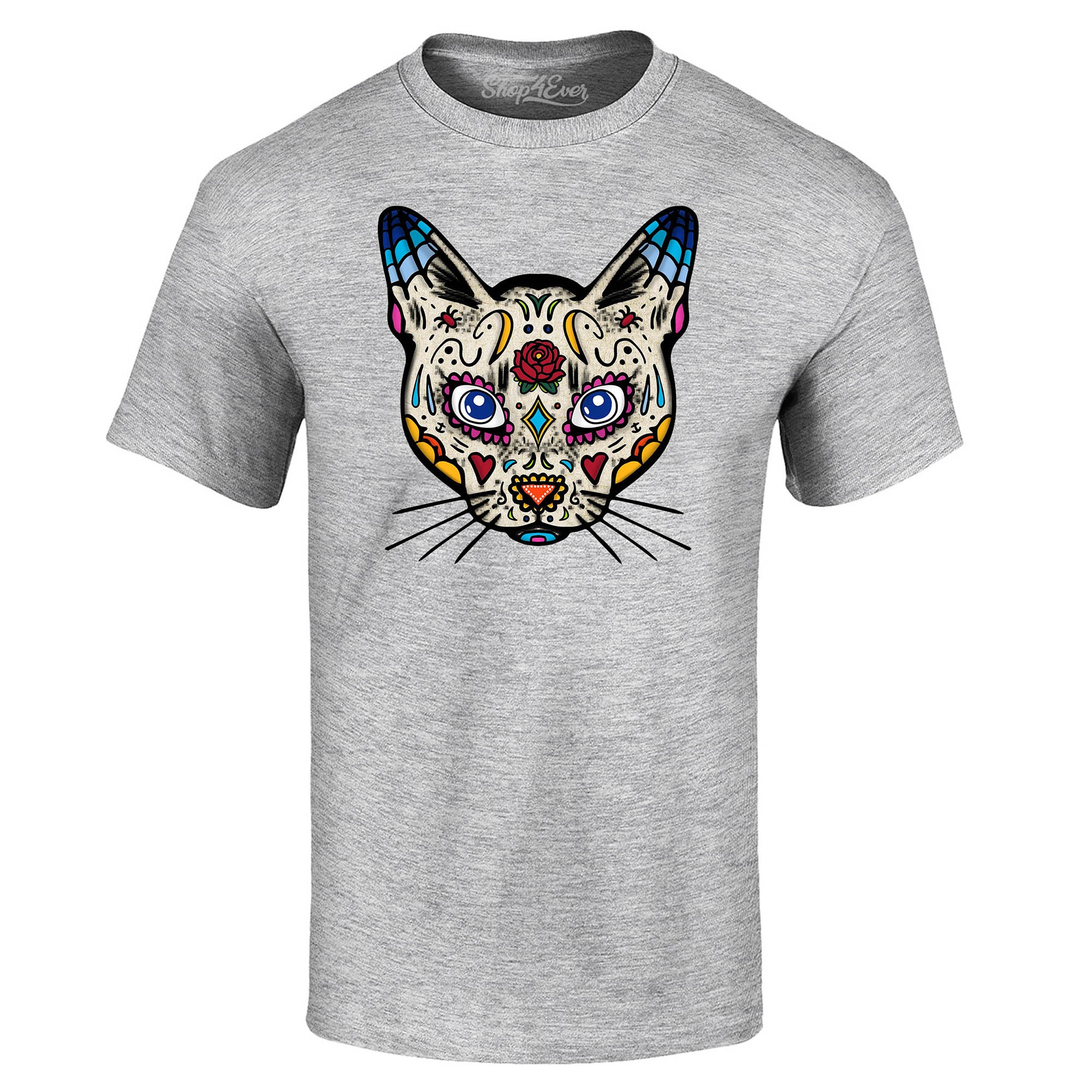 Day of The Dead Sugar Cat Dia De Los Muertos Skull T-Shirt