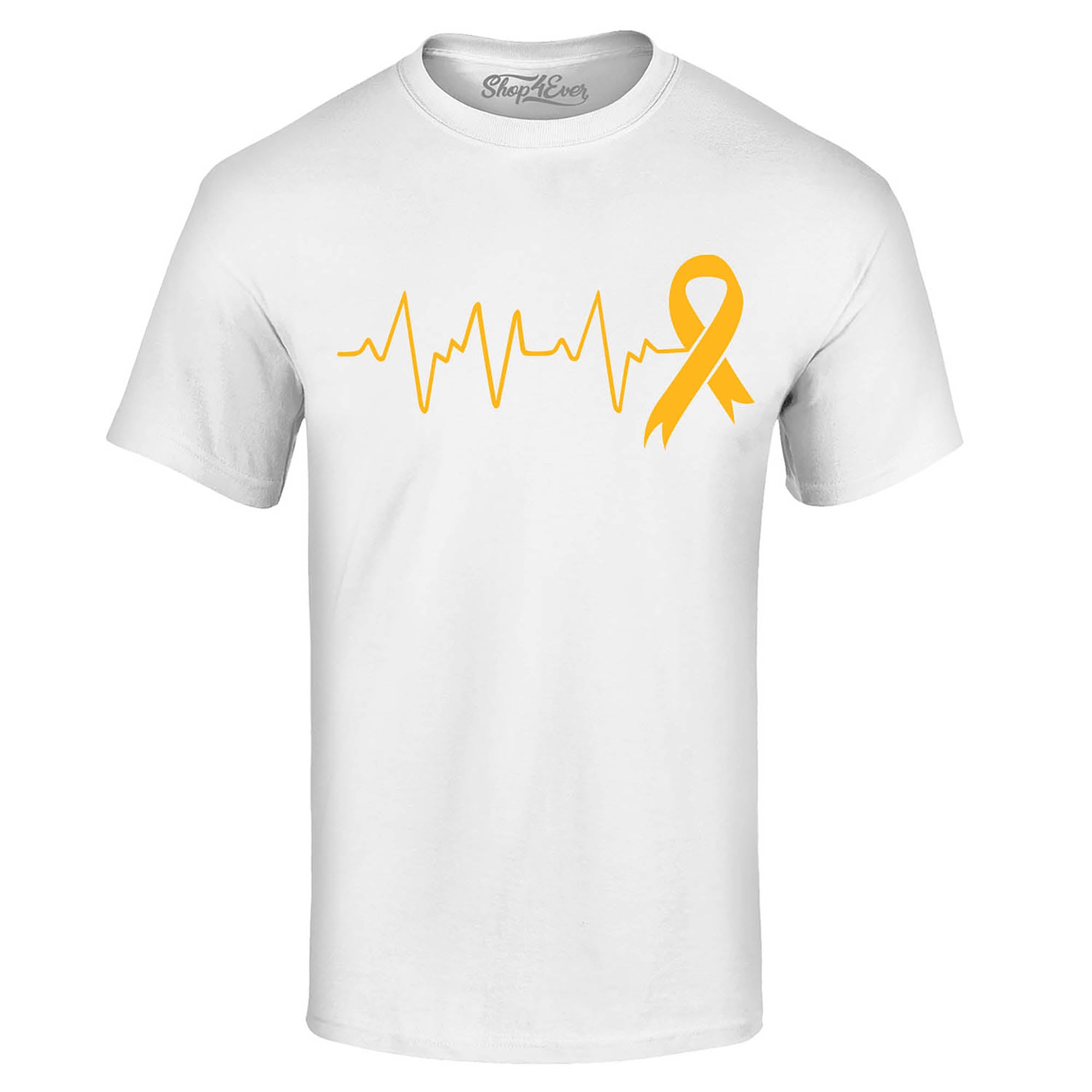 Heartbeat Gold Ribbon Childhood Cancer Awareness T-Shirt