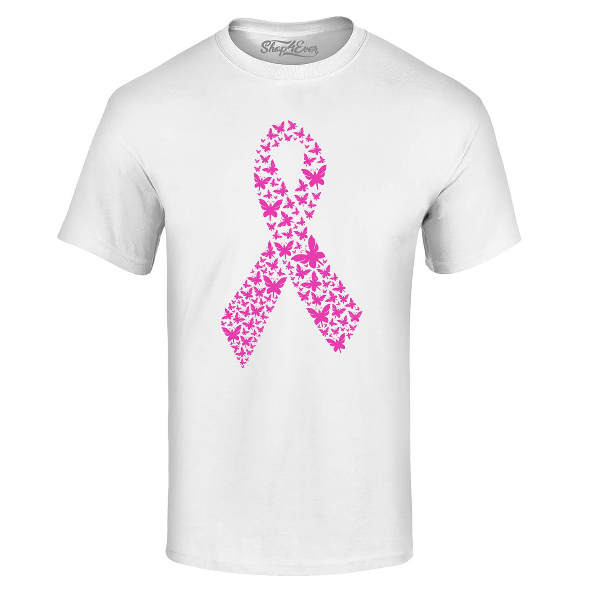 Pink Butterfly Ribbon Breast Cancer Awareness T-Shirt