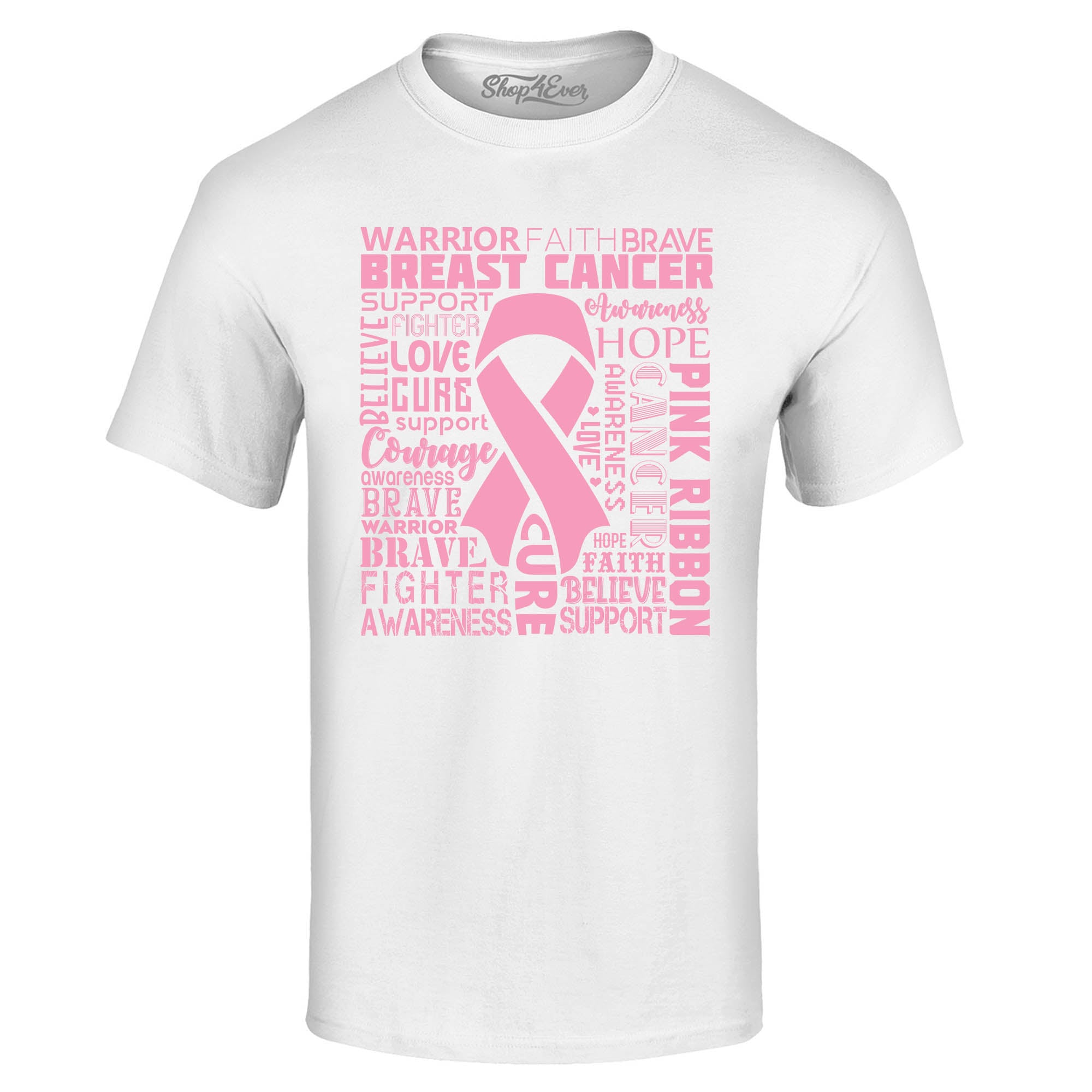 Breast Cancer Awareness Pink Ribbon Word Cloud T-Shirt