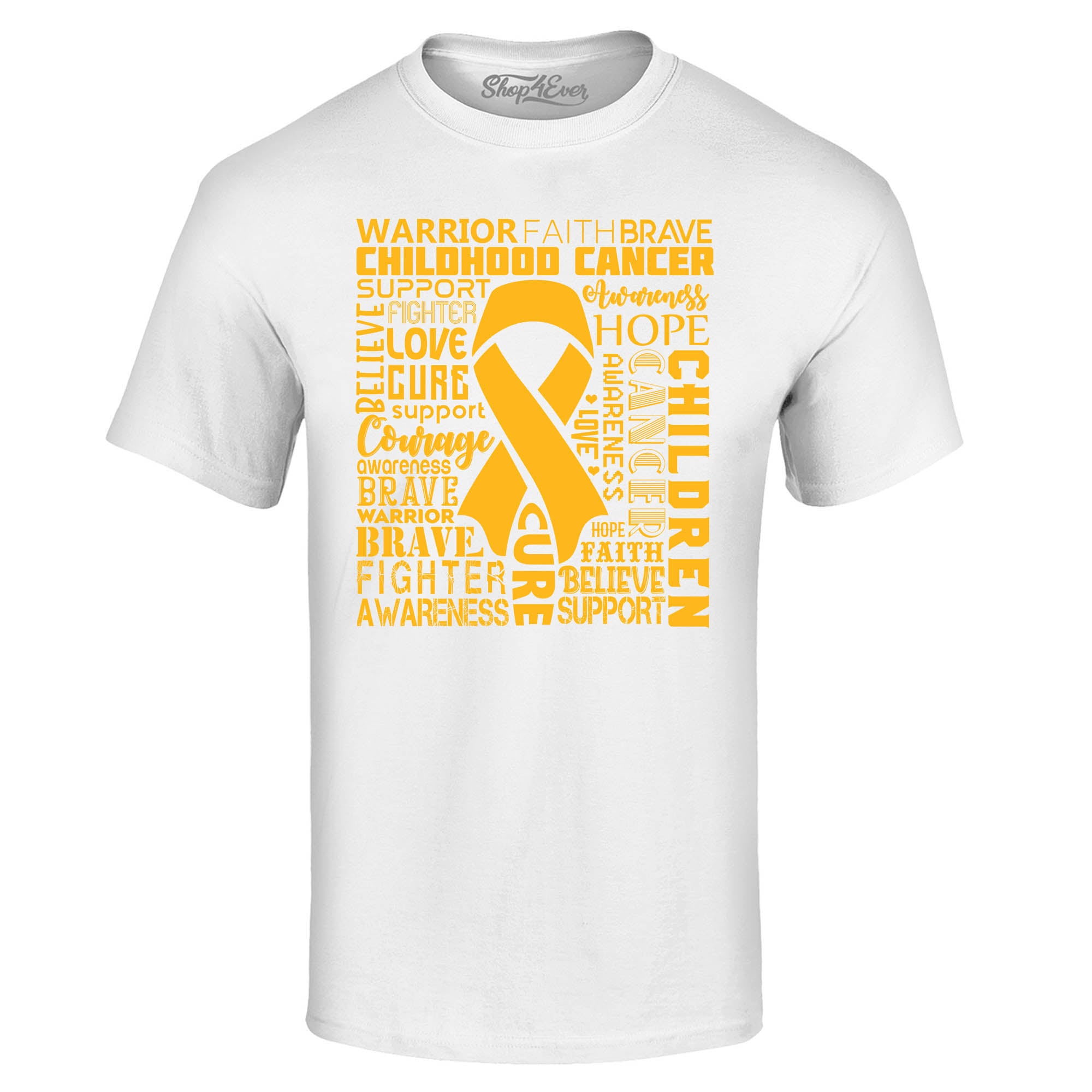 Childhood Cancer Awareness Gold Ribbon Word Cloud T-Shirt