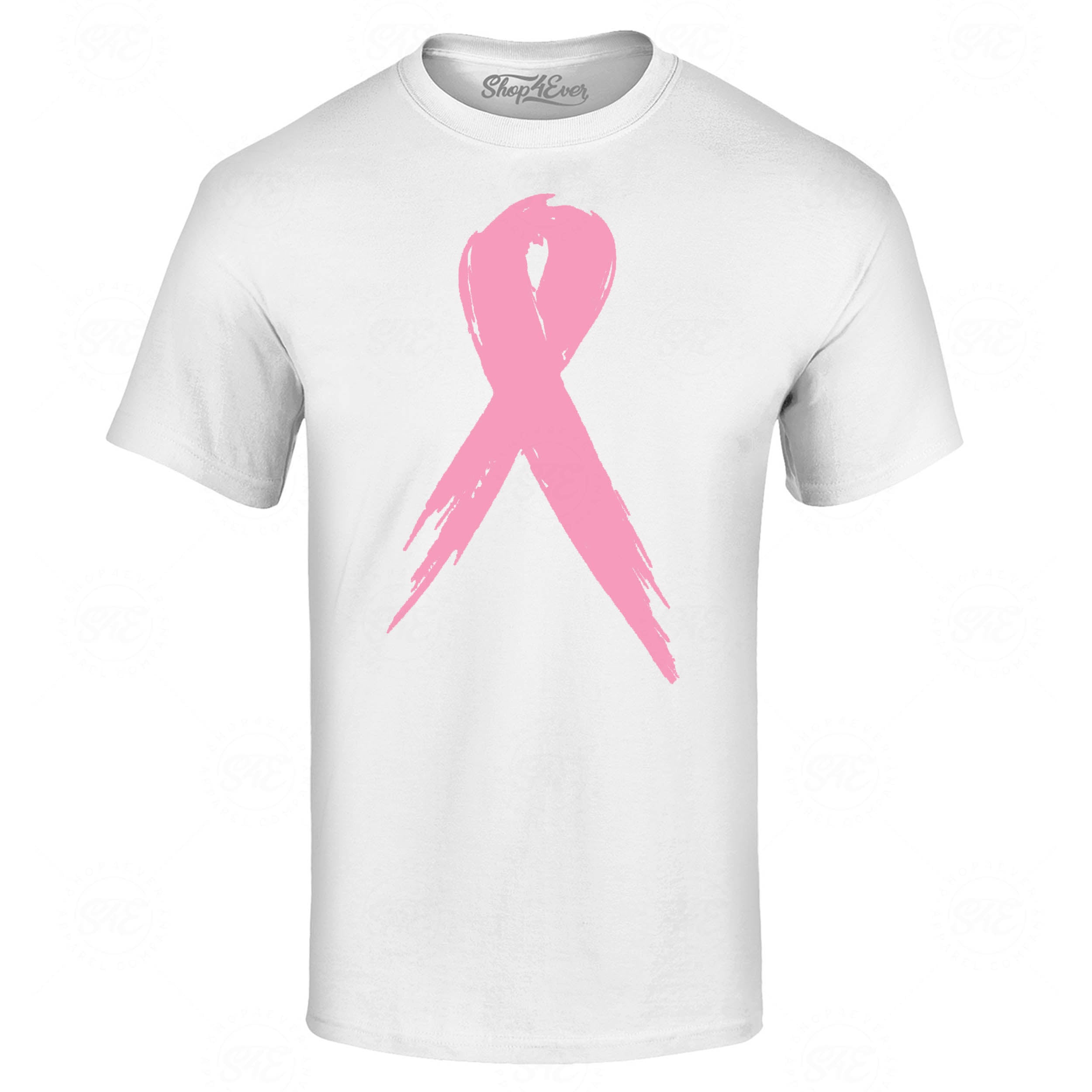Pink Breast Cancer Ribbon Pin T-Shirt Support Awareness Tee