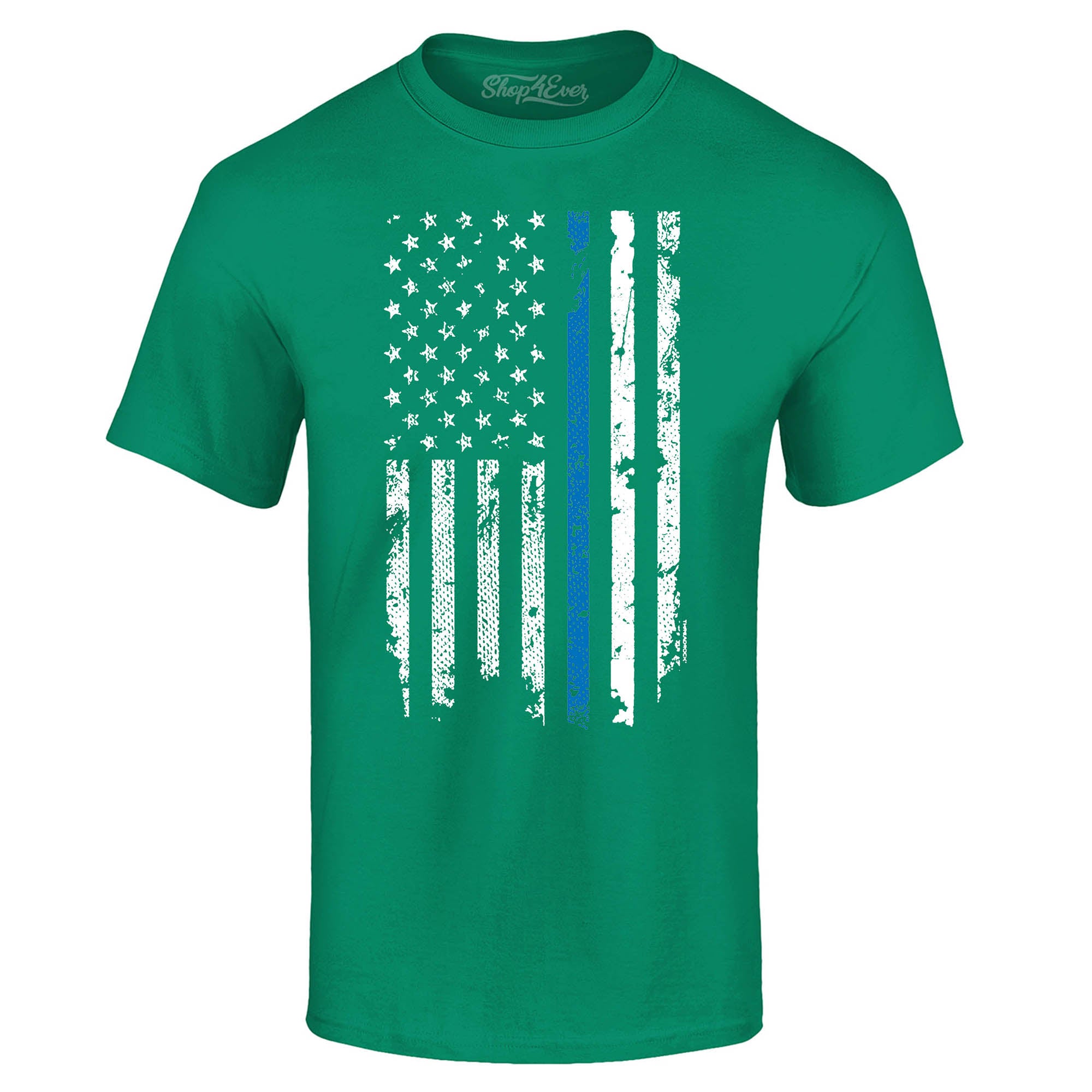 Police Officer American Flag Blue Line USA T-Shirt Law Enforcement Shirts