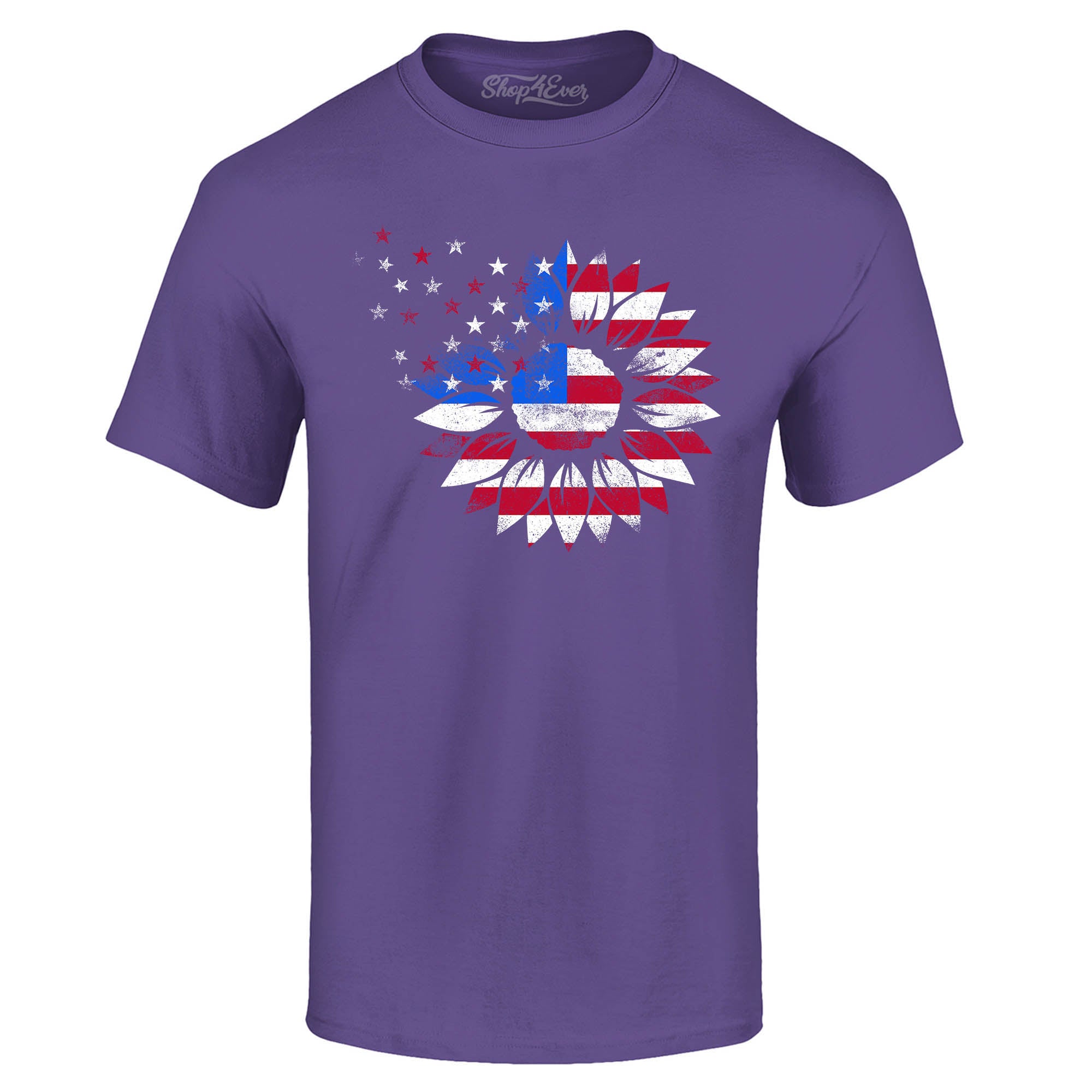 American Flag Sunflower Flower Star 4th of July T-Shirt