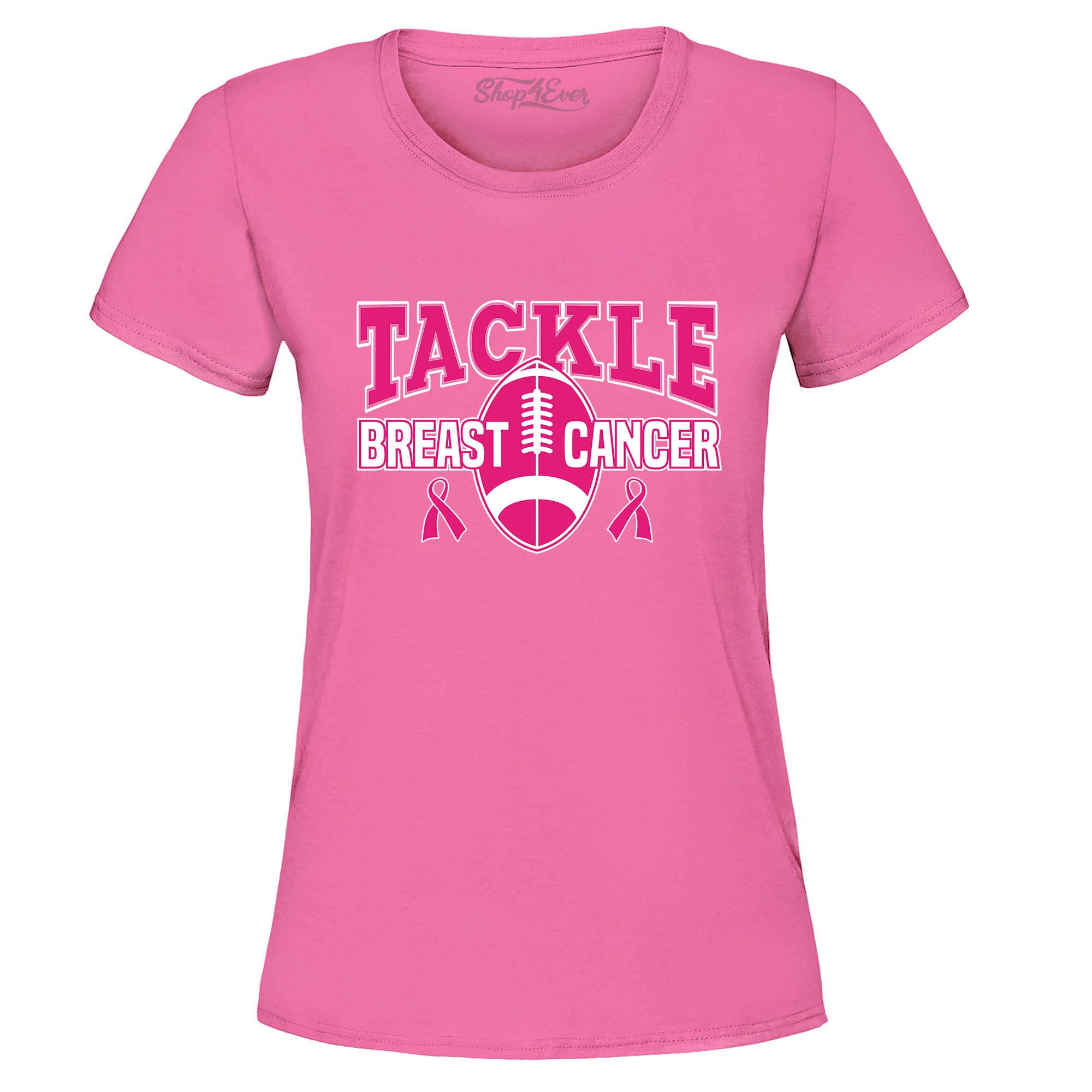 Tackle Breast Cancer Awareness Tee Football Pink Ribbon Women's T-Shirt