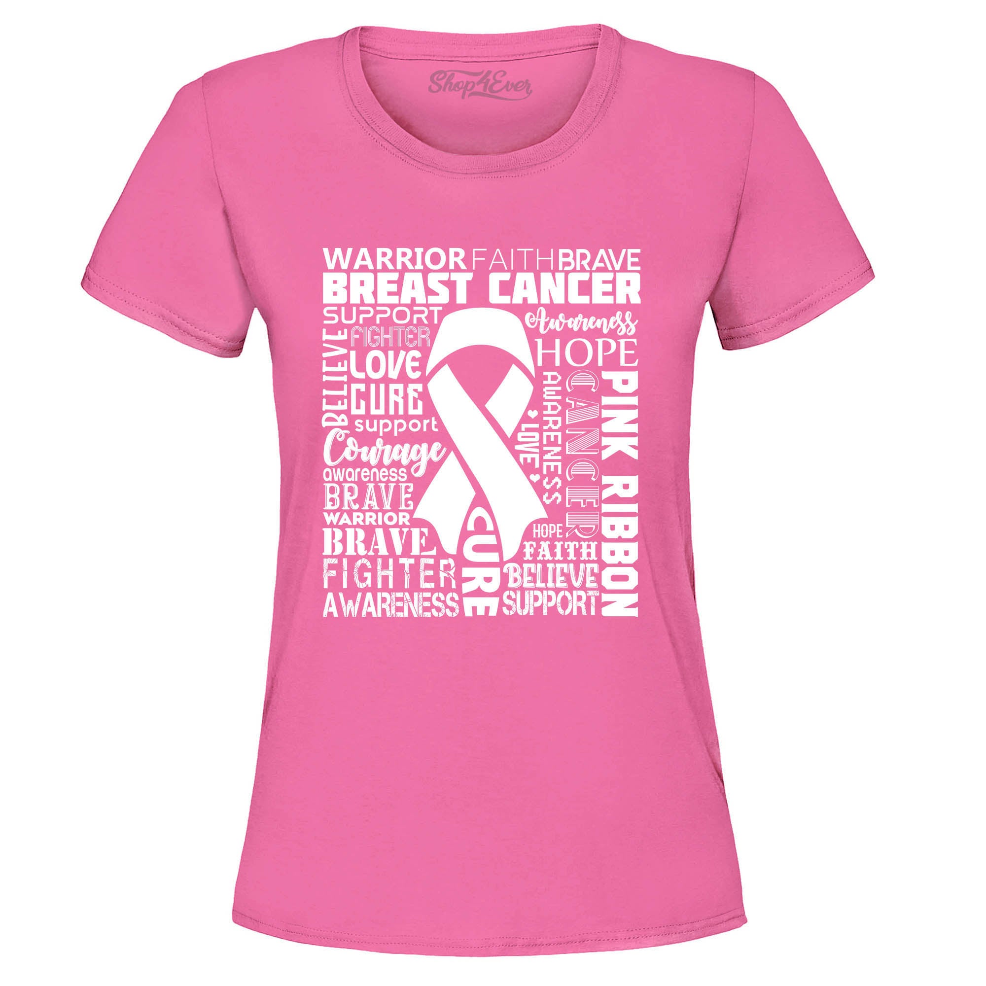 Breast Cancer Awareness White Ribbon Word Cloud Women's T-Shirt