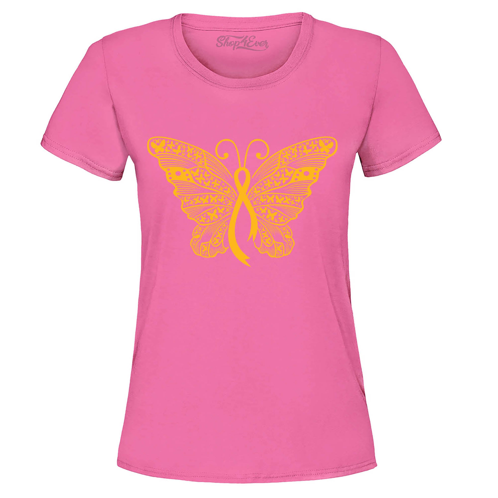 Gold Ribbon Butterfly Childhood Cancer Awareness Women's T-Shirt