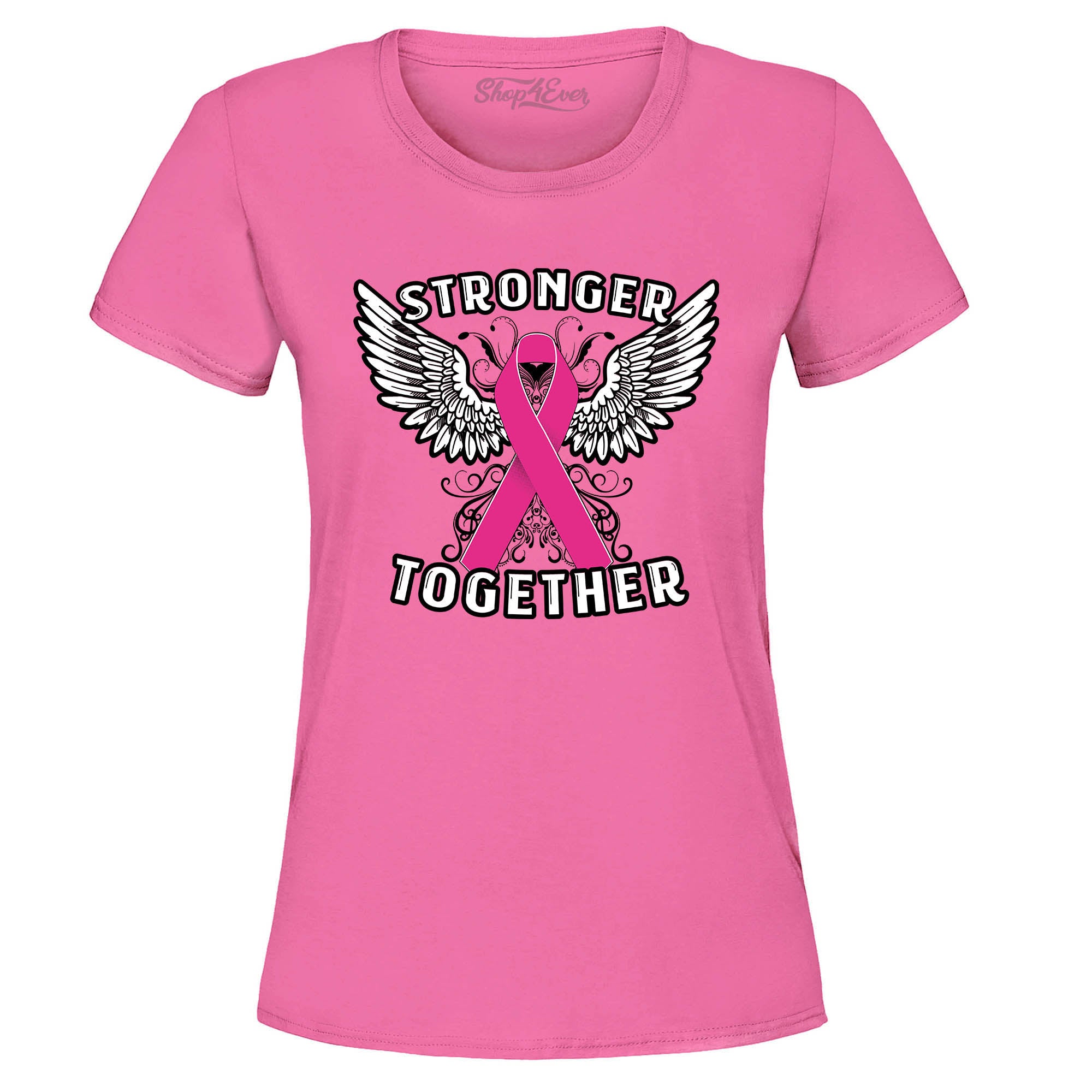 Stronger Together Breast Cancer Ribbon Women's T-Shirt Support Awareness Tee