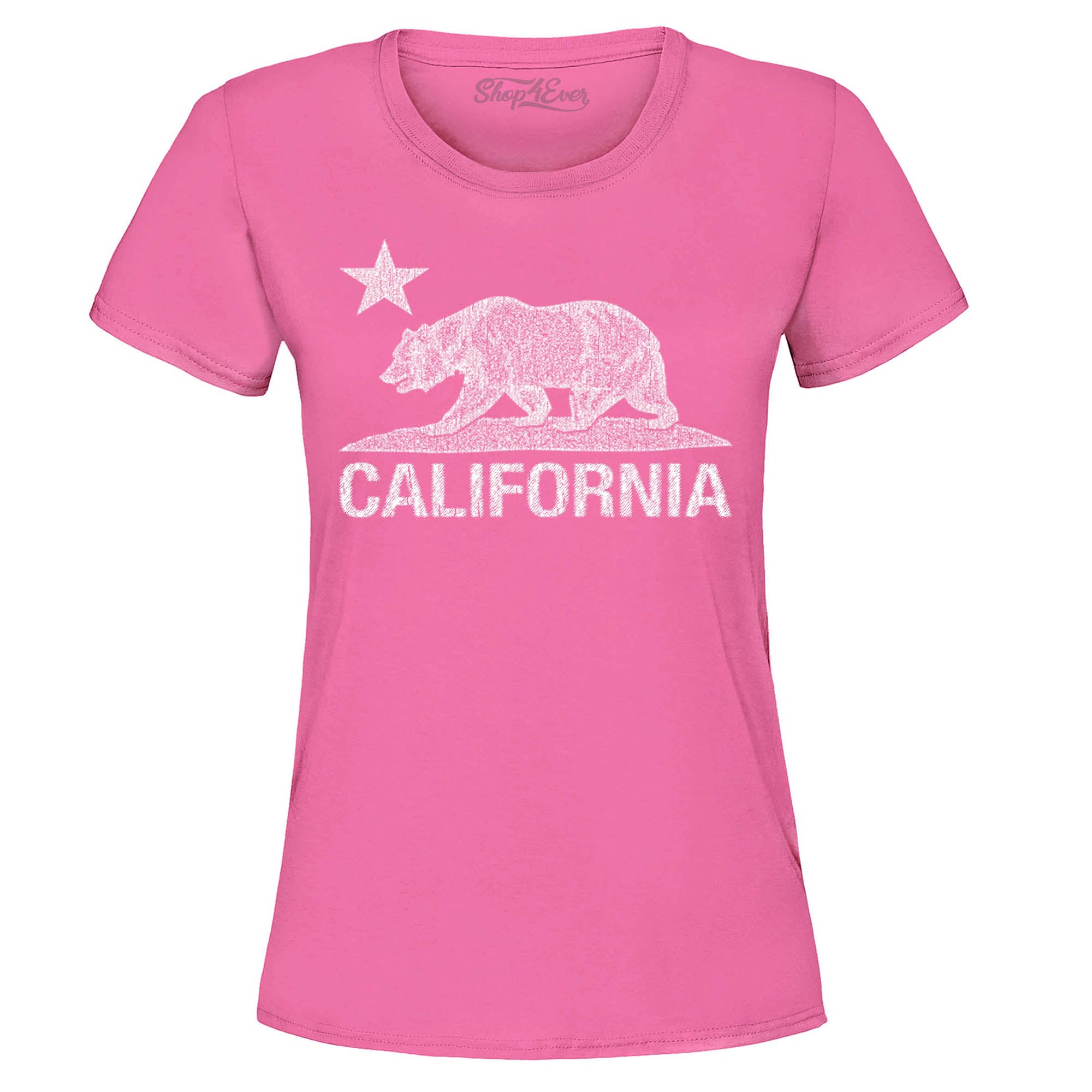 California Distressed White Bear Women's T-Shirt Cali Shirts
