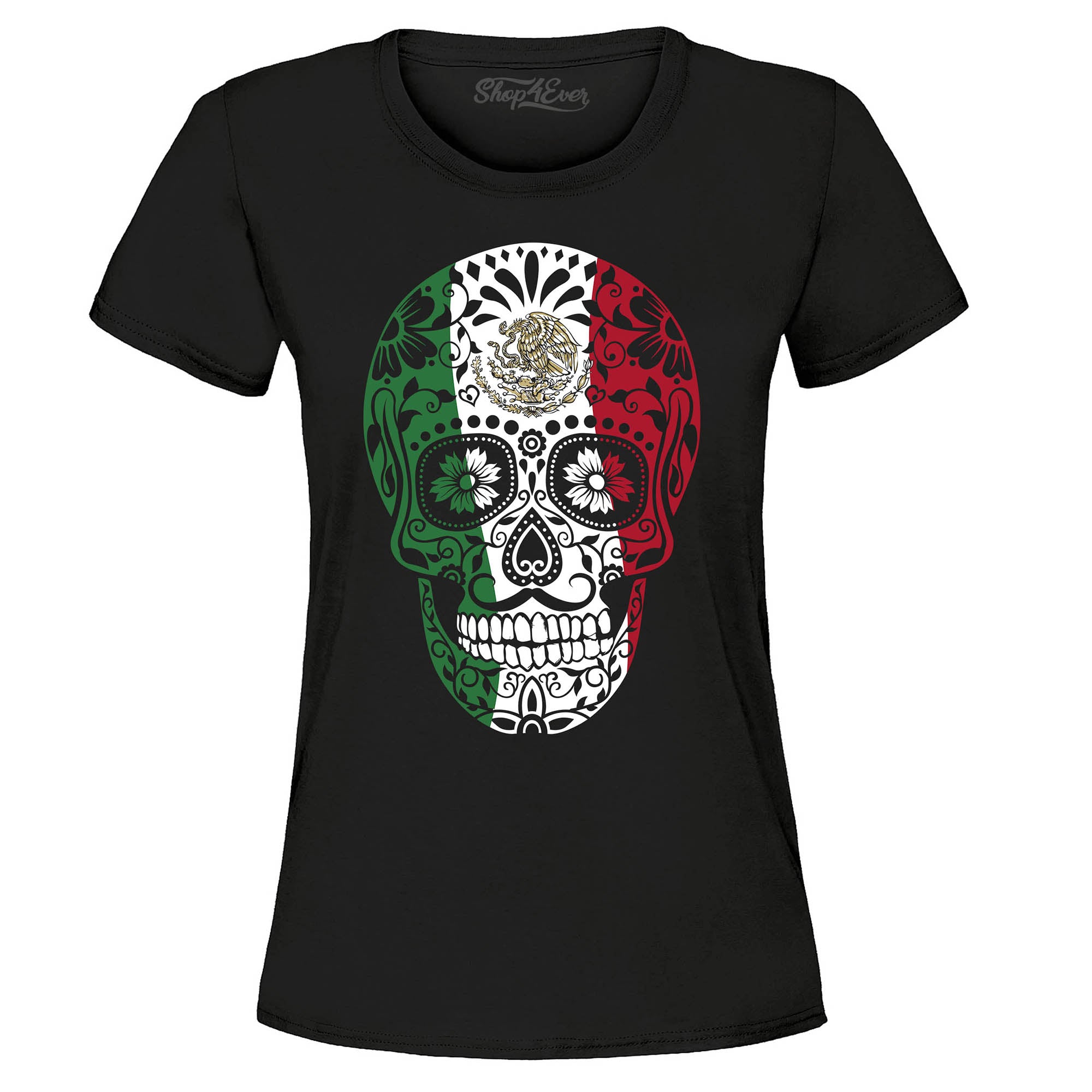 Mexican Flag Day of The Dead Skull Women's T-Shirt