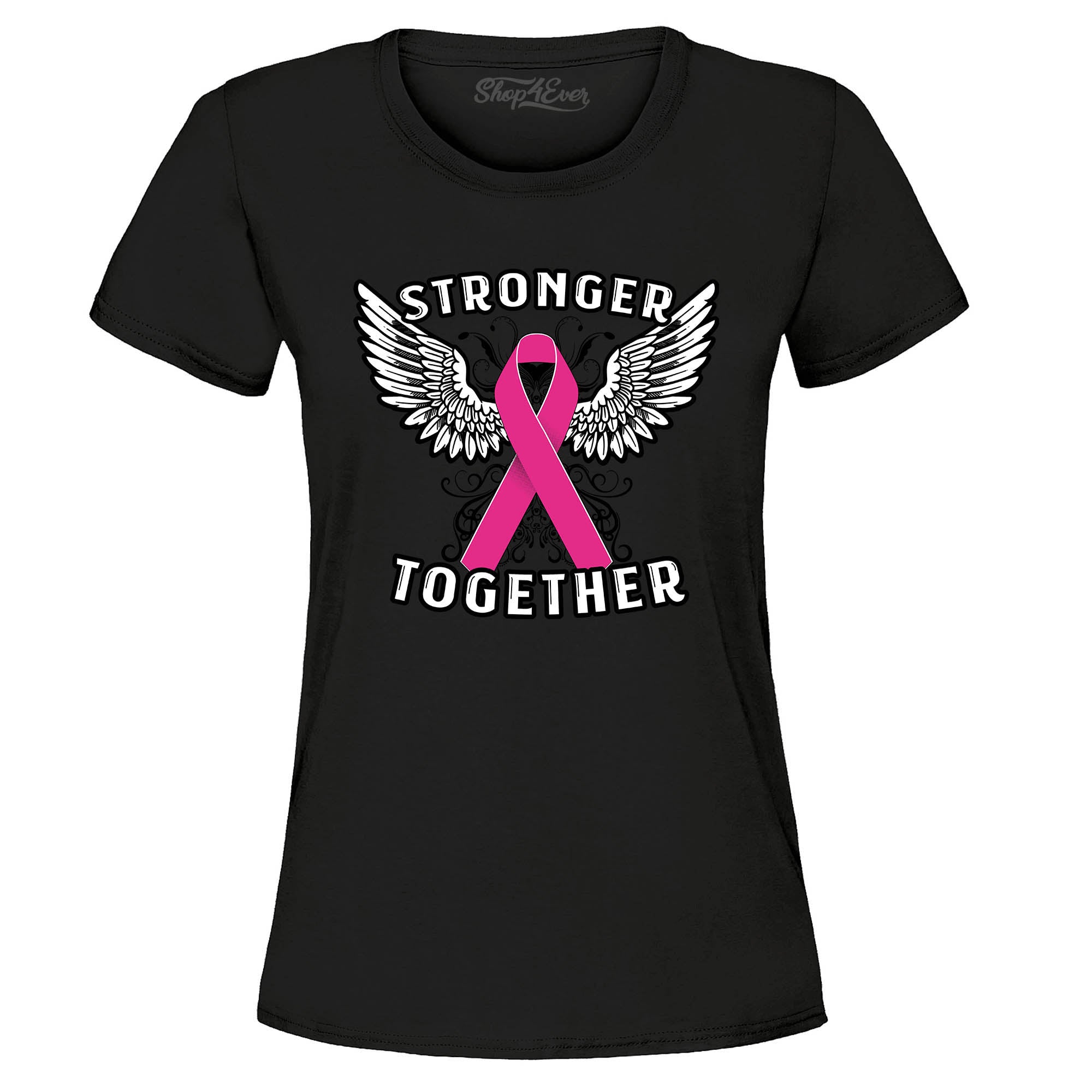 Stronger Together Breast Cancer Ribbon Women's T-Shirt Support Awareness Tee