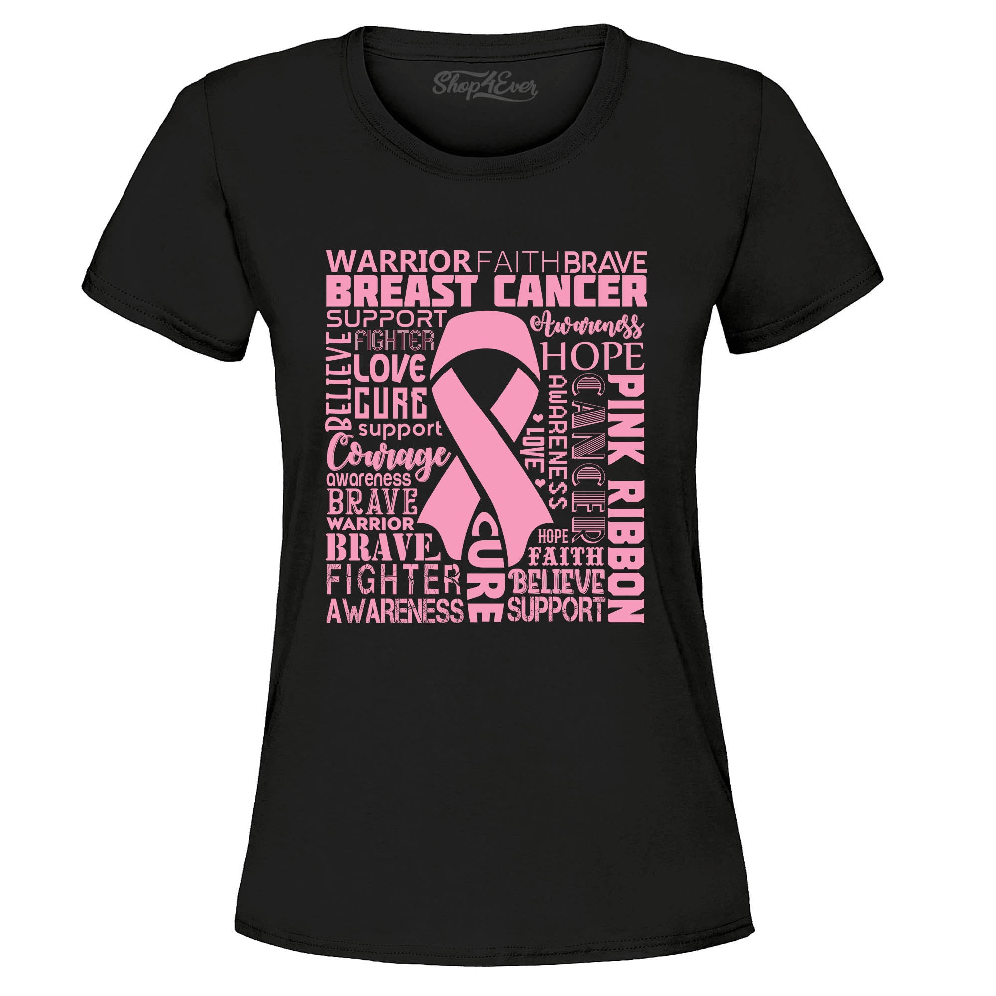 Breast Cancer Awareness Pink Ribbon Word Cloud Women's T-Shirt