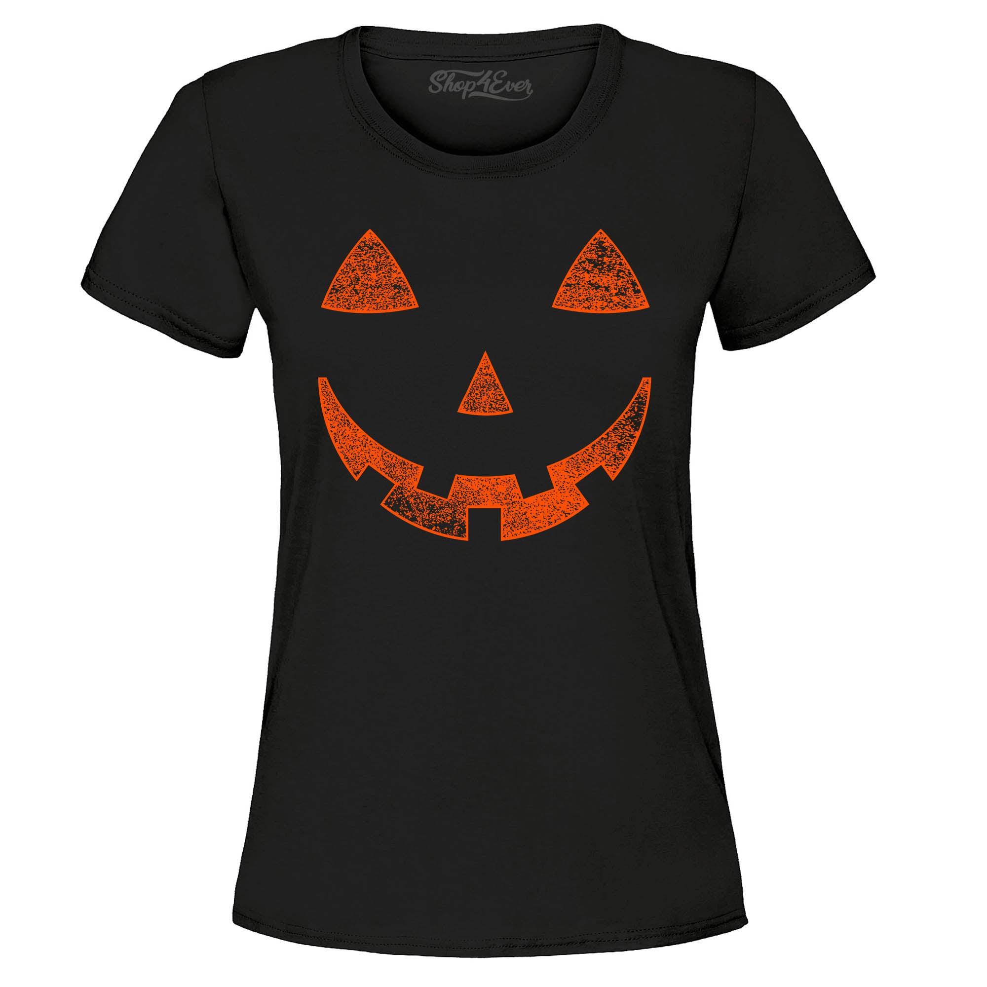 Orange Jack O' Lantern Halloween Pumpkin Face Women's T-Shirt