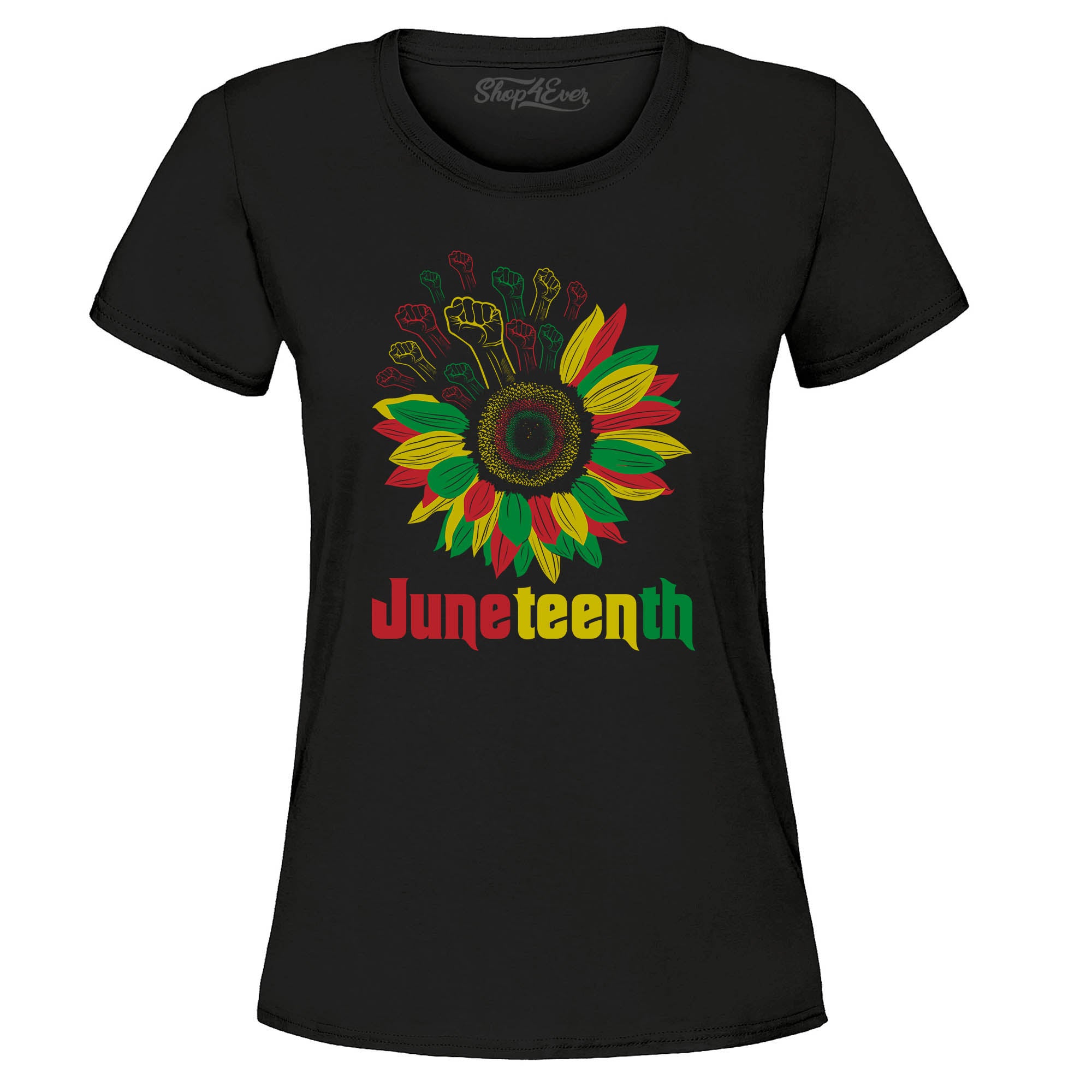 Juneteenth Black Fist Flower Power June 19th 1865 Women's T-Shirt